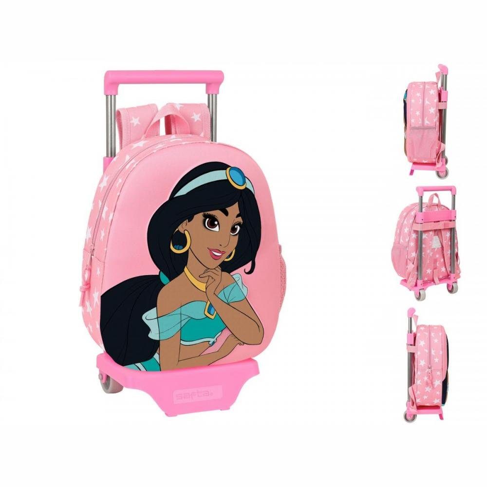 3D x Kinder-Rucksack Rädern 67 Rucksack Disney mit Rosa cm Disney 10 Jasmine x 28