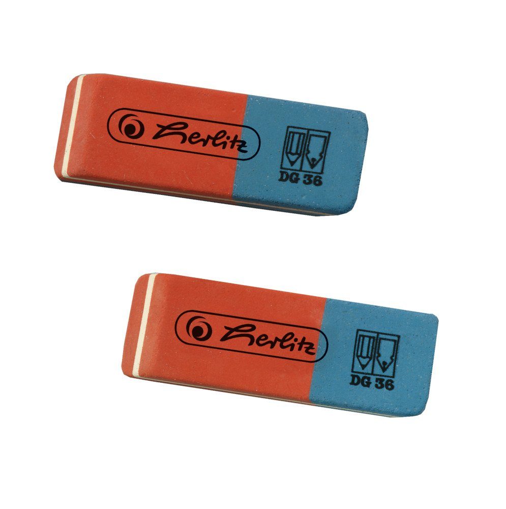 Herlitz Radiergummi 2 Herlitz Radierer / Farbe: rot/blau / radiert Bleistift und Tinte