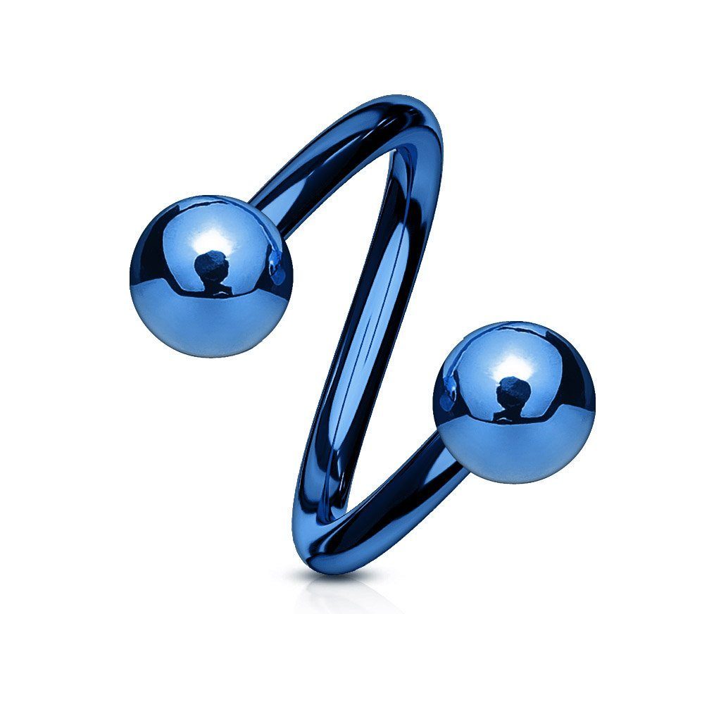 viva-adorno Piercing-Set Knorpel Lippenpiercing Helix Twist Blau Tragus Ohrpiercing Edelstahl Spirale Labret Doppelkugel Kugel, Chirurgenstahl