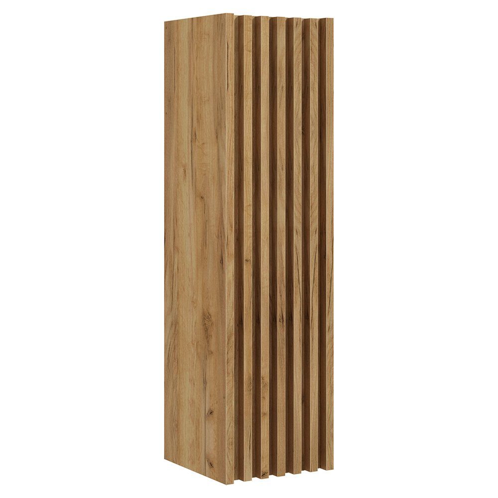 Lomadox Hochschrank DESIO-107 Eiche mit Lamellen-Front, B/H/T: 34/125/36 cm