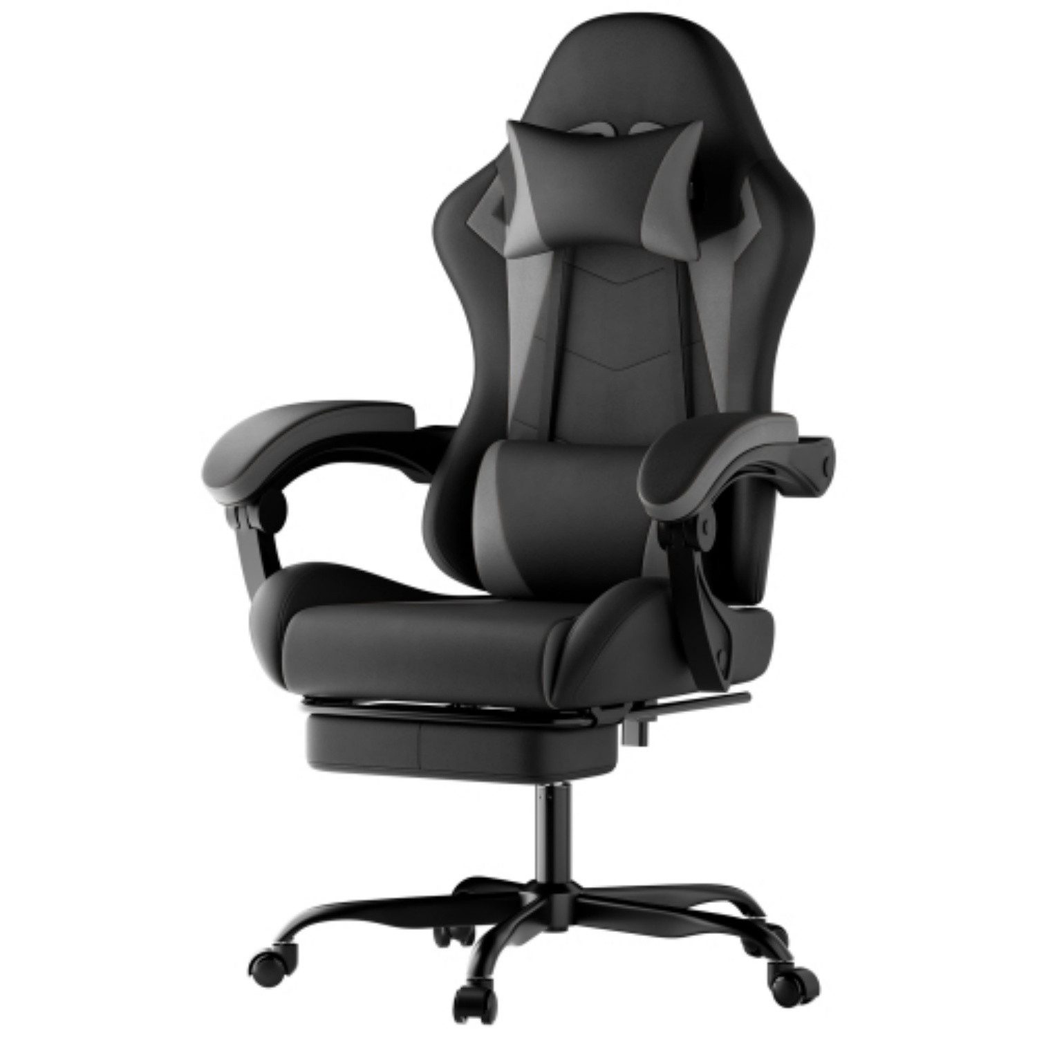 ANYSUN Gaming-Stuhl Ergonomischer Gamingstuhl, verstellbar, mit Fußstütze & Kopfstütze, Rückenlehne 90–135°, gekoppelte Armlehnen, bis 150 kg, Homeoffice