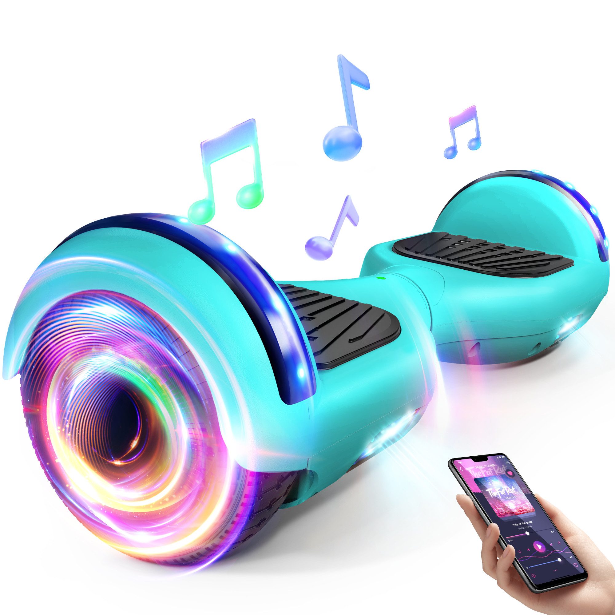 SISIGAD Balance Scooter 6,5 Zoll Dualmotorräder, Hoverboard mit LED-Licht, Smart Bluetooth, Hoverboard mit LED Lichter Bluetooth,Geschenk für Kinder