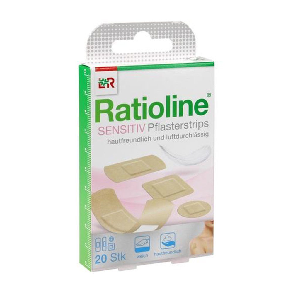 Lohmann & Rauscher GmbH & Co.KG Wundpflaster RATIOLINE sensitive Pflasterstrips in 4 Größen, 20 Stück (20 St., 20x sensitive Pflasterstrips in 4 Größen), hautfreundlich und luftdurchlässig