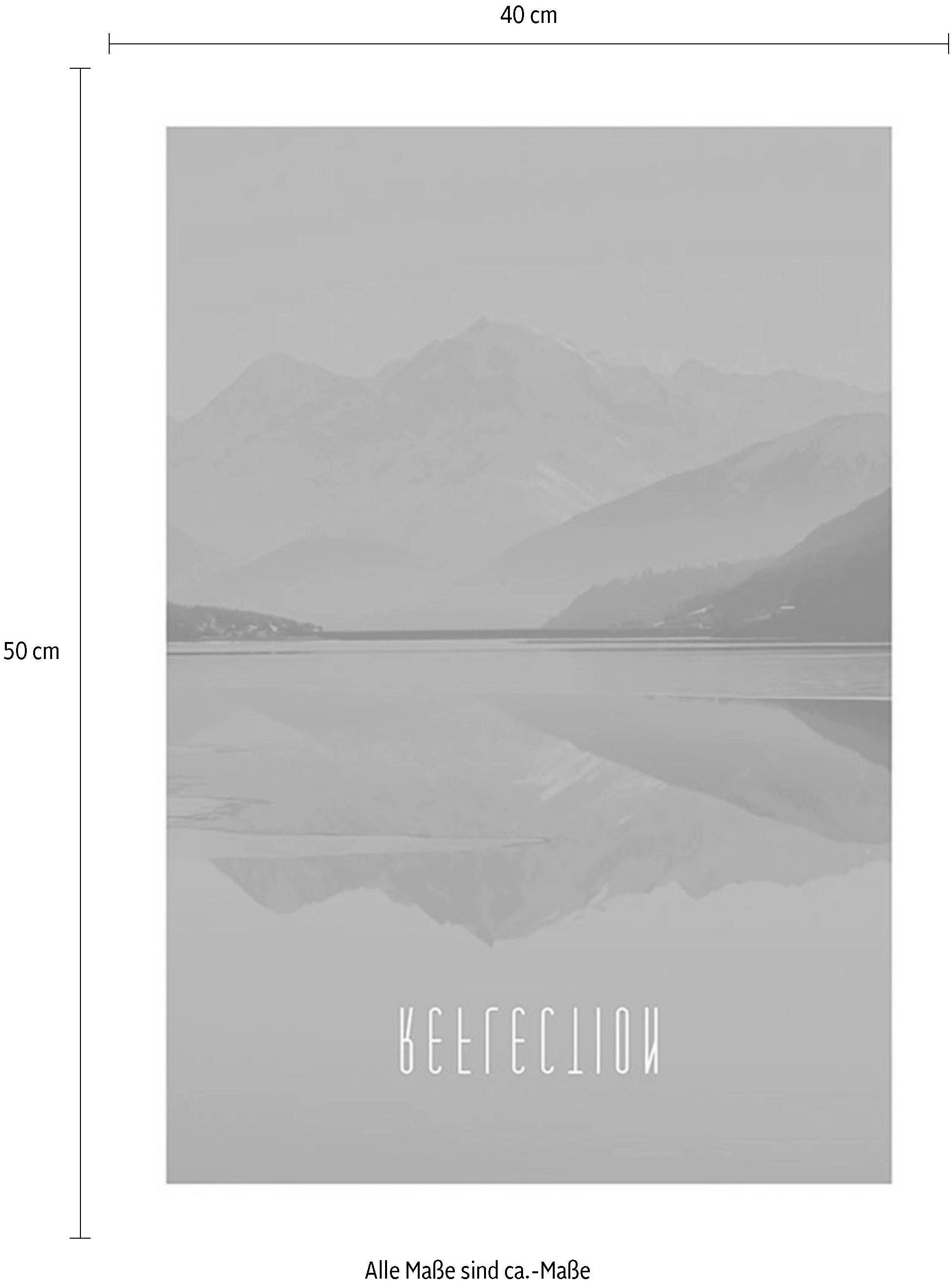 Komar Bild Word Lake Reflection Blue, Natur (1 St), Wandbild zur Dekoration - ohne Rahmen
