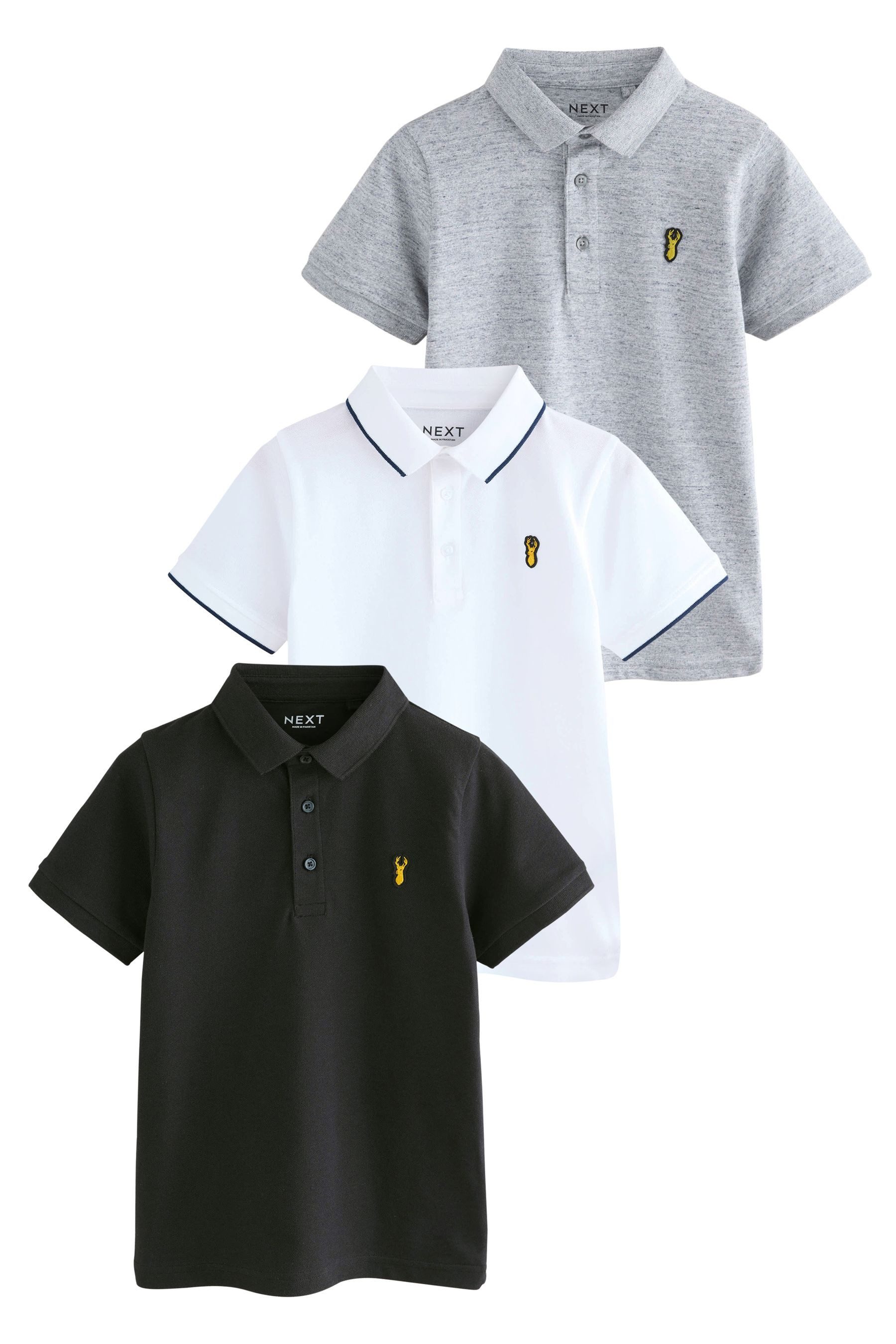 Next Poloshirt Kurzärmelige Polohemden im 3er-Pack (3-tlg)