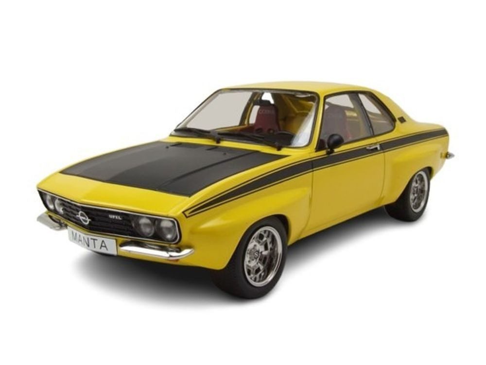 MCG Modellauto Opel Manta A Irmscher 1974 gelb schwarz, Maßstab 1:18