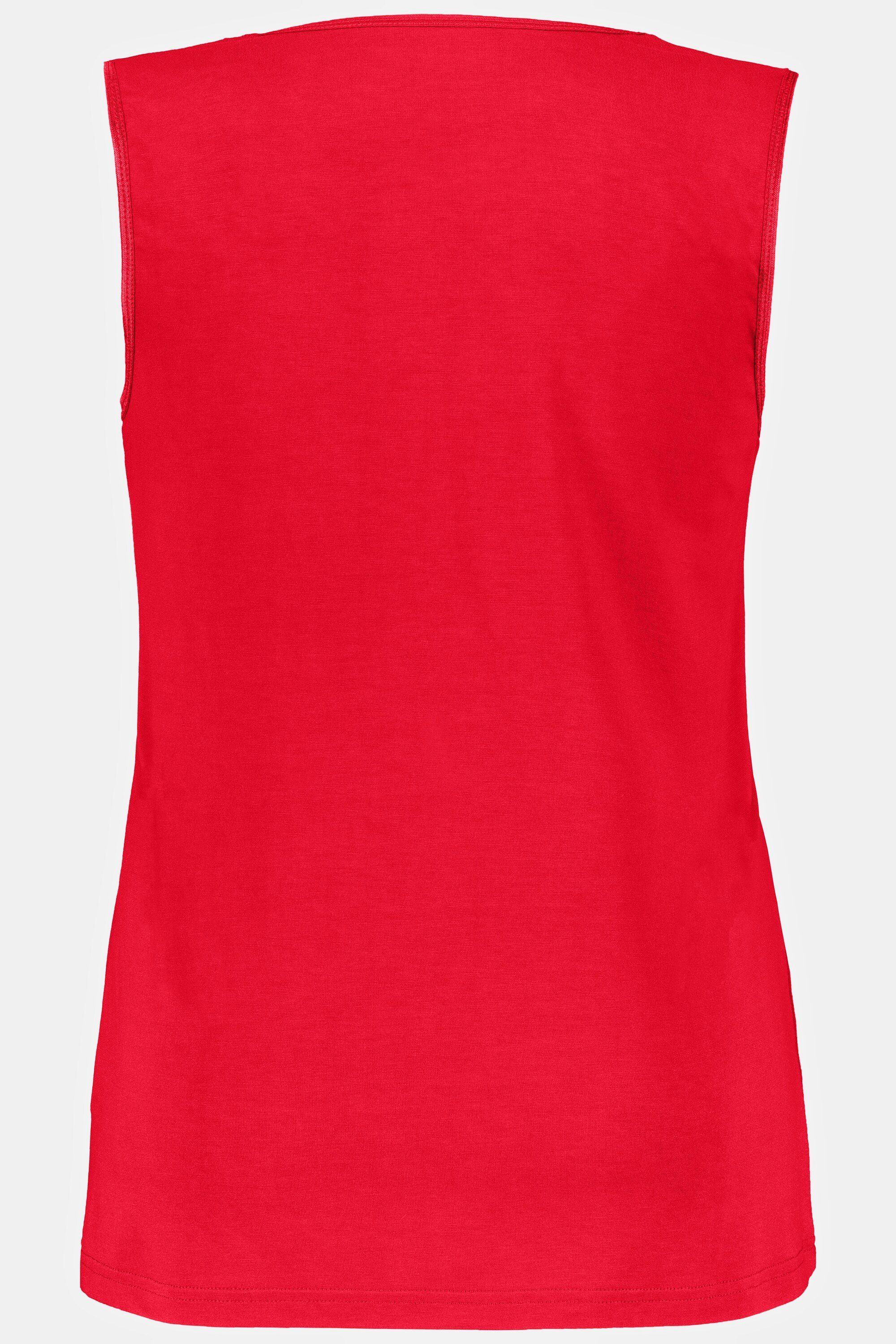 Unterhemd karminrot Ulla Spitzen-V-Ausschnitt breite Träger Unterhemd Popken