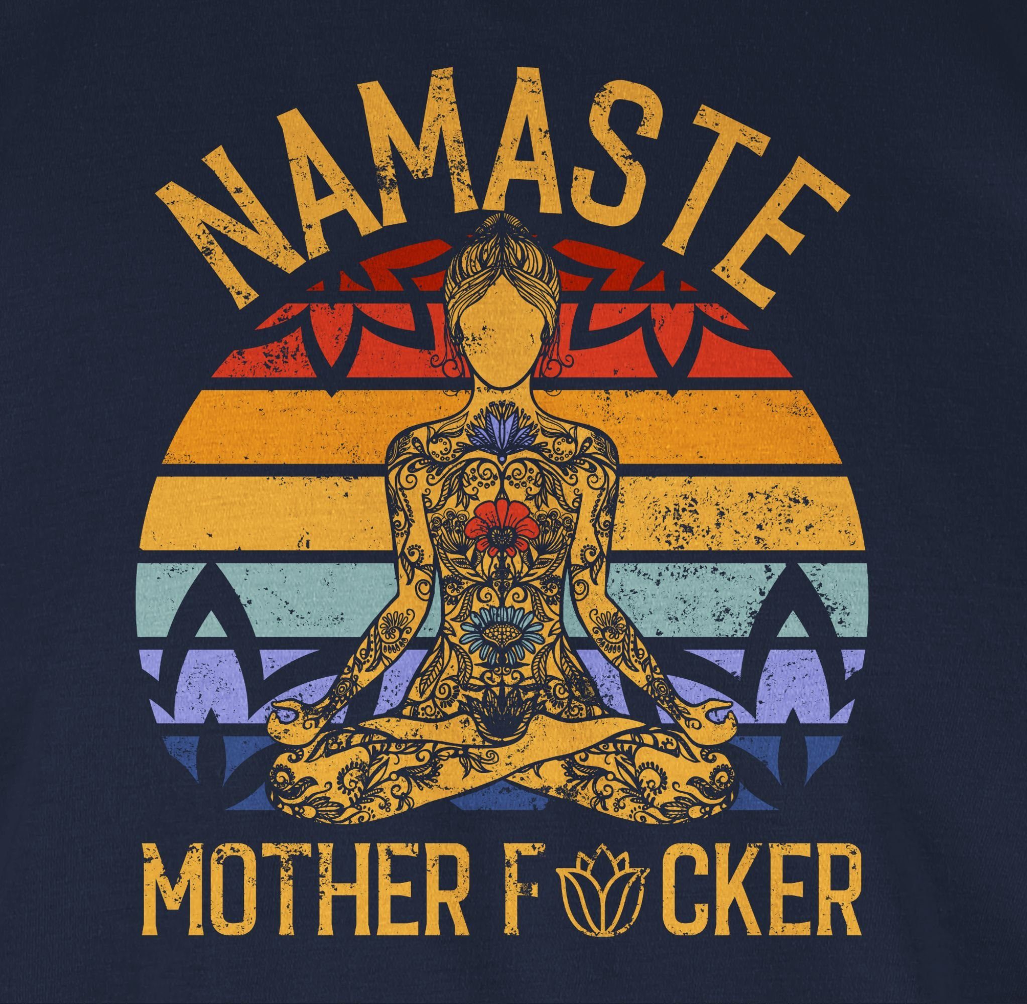 Shirtracer T-Shirt Namaste Mother Yoga Navy Wellness und Blau 03 Geschenk
