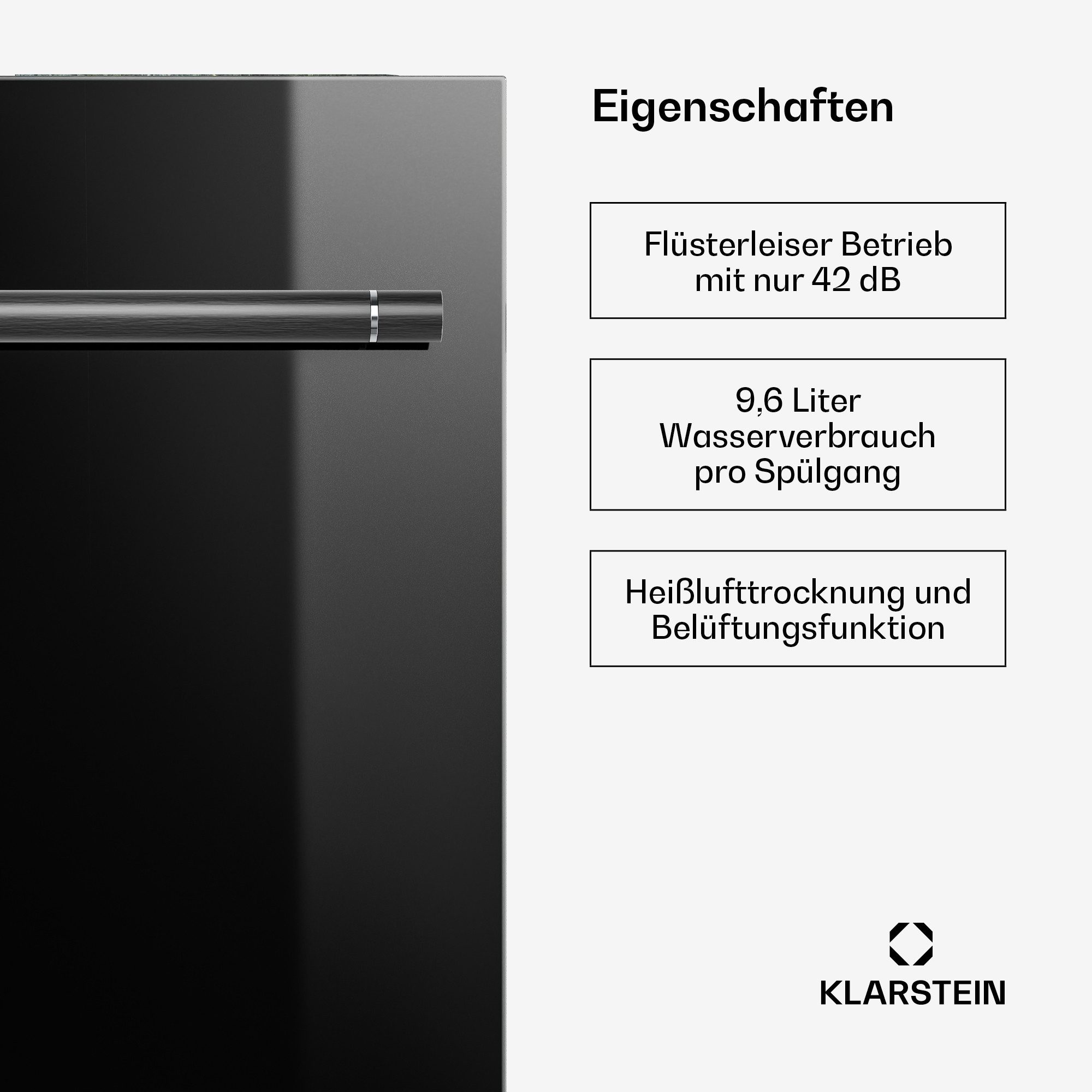 Klarstein Standgeschirrspüler Luxara Einbauspülmaschine 60 cm 14 Gedecke 8 Programme 1900W AquaStop 10048268, Einbau-Spülmaschine Geschirrspüler 60 cm 14 Maßged – Bild 5 von 5