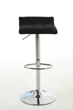 TPFLiving Barhocker Madison (mit angenehmer Fußstütze - Hocker für Theke & Küche), 360° drehbar - chromfarbener Stahl - Sitzfläche: Stoff Schwarz