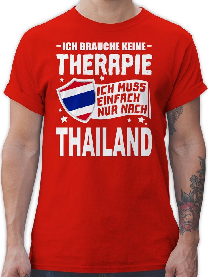 Thailand Flagge Fahne Emblem Herren T-Shirt