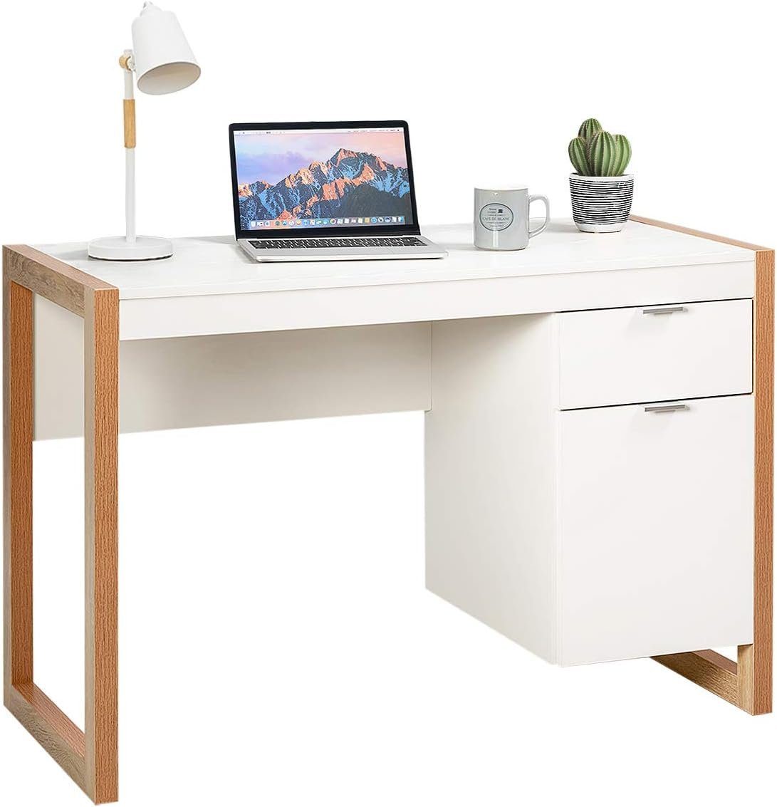 KOMFOTTEU Computertisch Schreibtisch, mit Schublade und Schrank