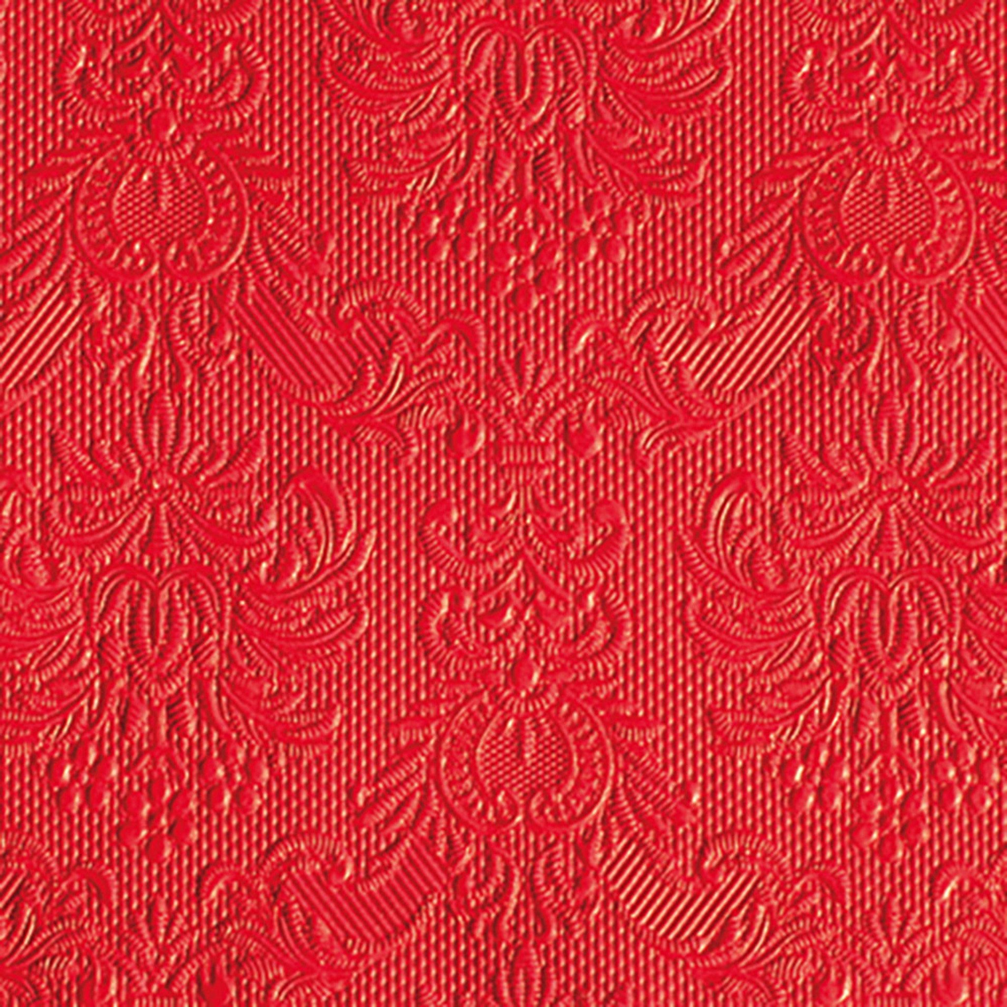 Ambiente Luxury Paper Products Papierserviette, Servietten Papier 25x25cm 3-lagig Elegance geprägt 15 Stück Rot