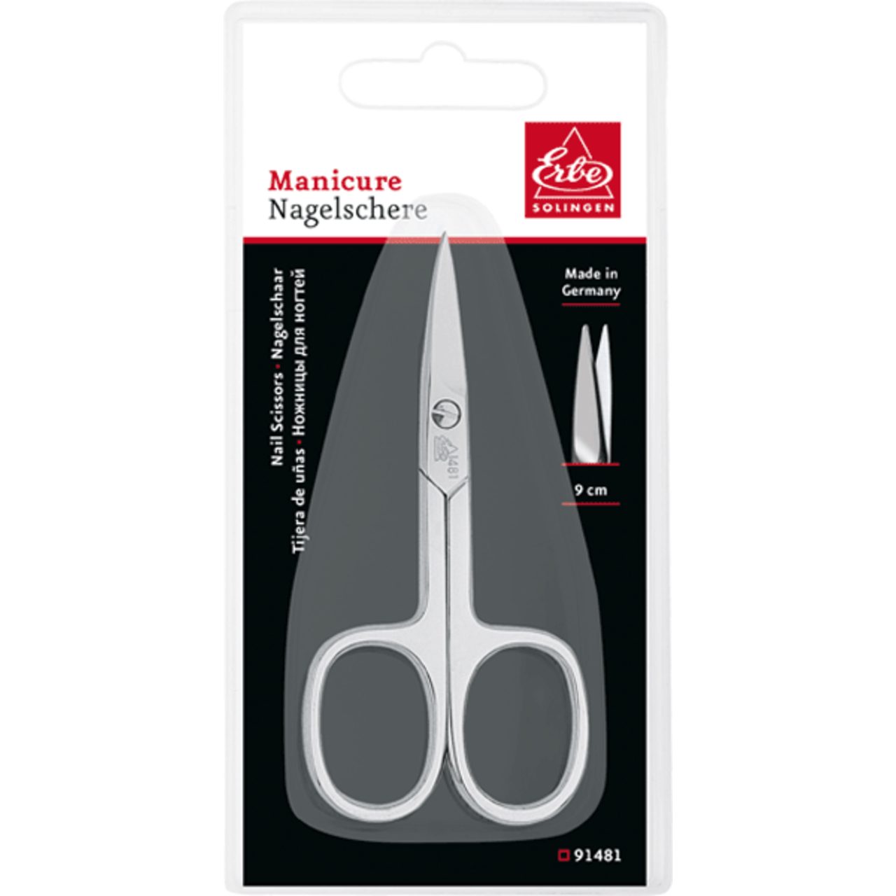 ERBE Make-up Nagelschere, aufgebogen, glatt, vernickelt - gerade