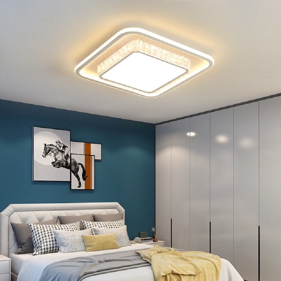 Daskoo Deckenleuchten 57W Quadrat LED Deckenlampe mit Fernbedienung Dimmbar Wohnzimmer, LED fest integriert, Neutralweiß, Warmweiß, Kaltweiß, LED Deckenleuchte stufenlos dimmbar | Deckenlampen