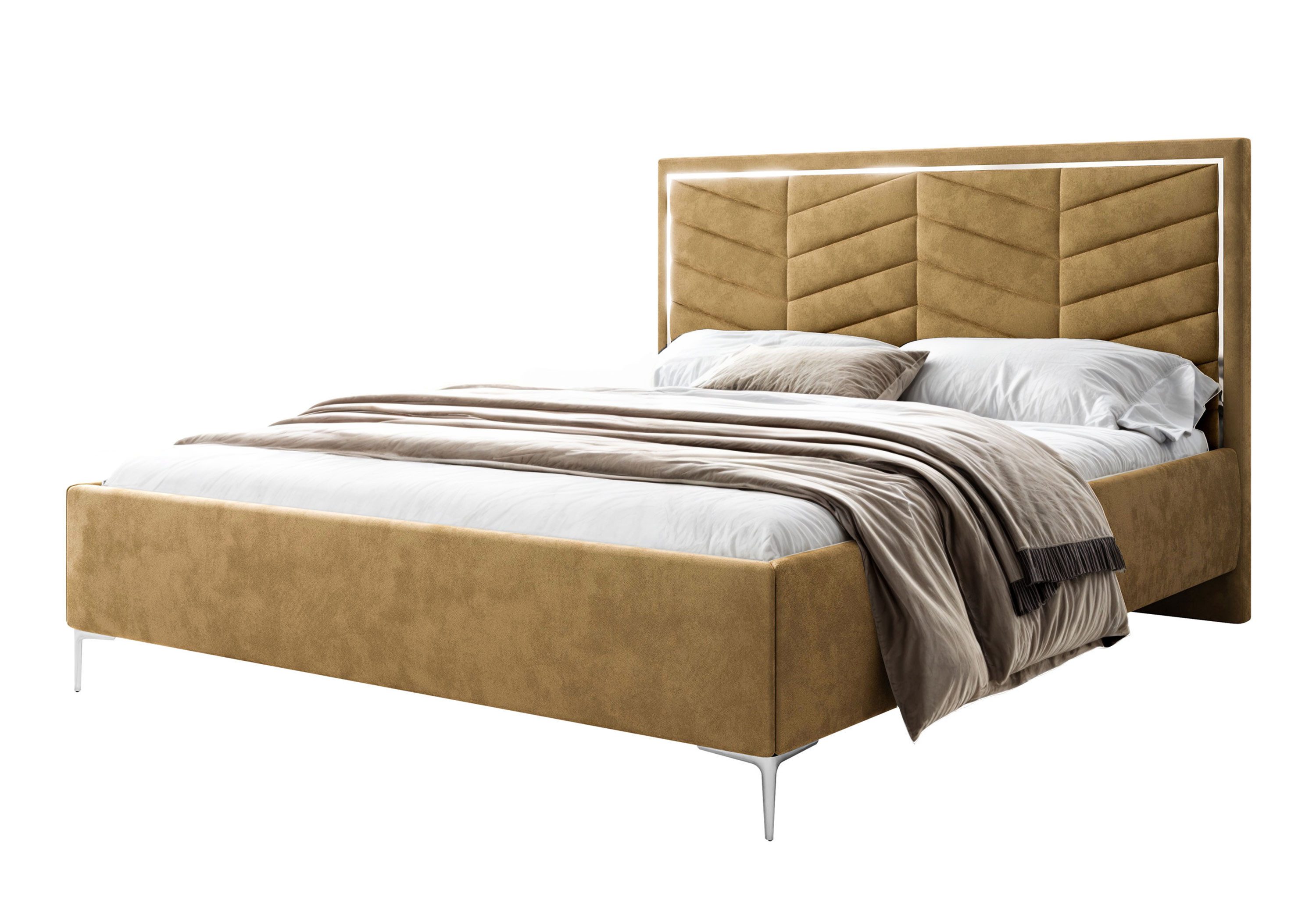 Lookway Polsterbett AURORA II mit Bettkasten (mit Metallgestell), mit gepolstertem Kopfteil