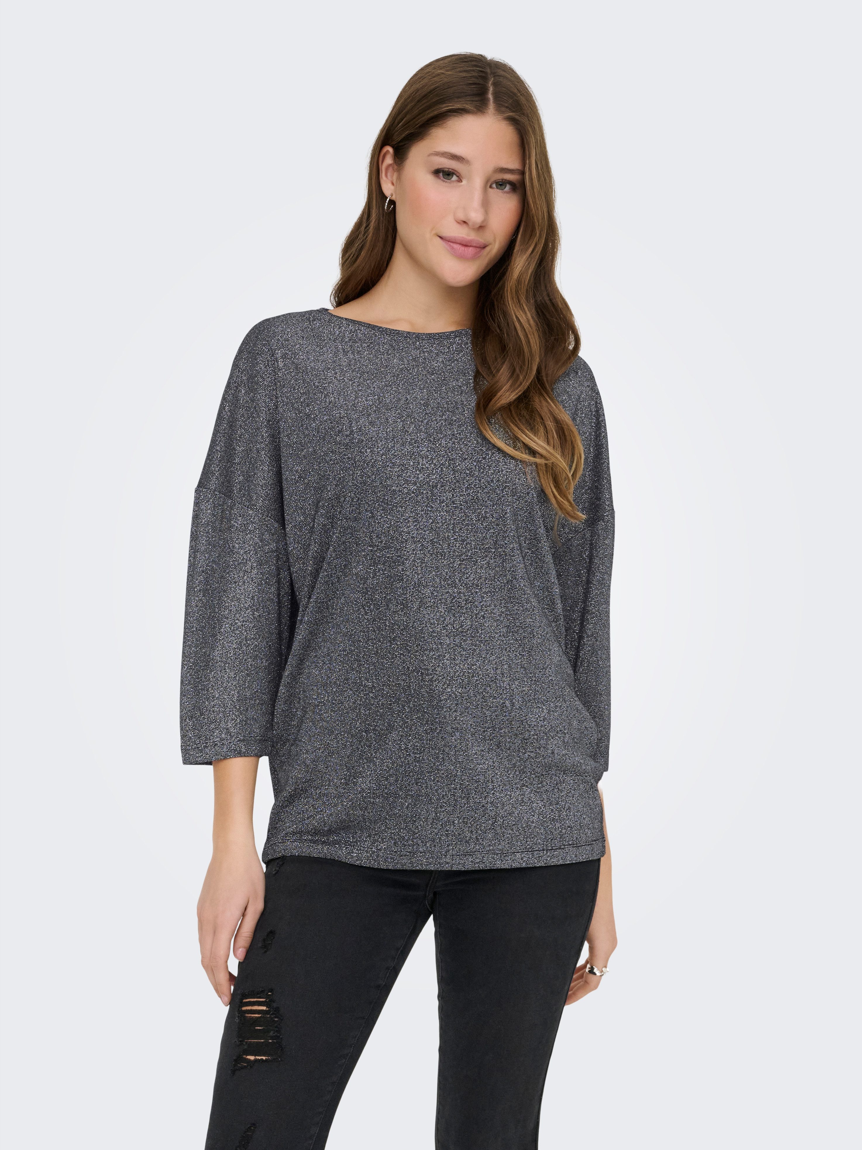 ONLY 3/4-Arm-Shirt ONLSILVERY GLAMOUR LUREX 3/4 TOP JRS mit Glitzer-Effekt günstig online kaufen