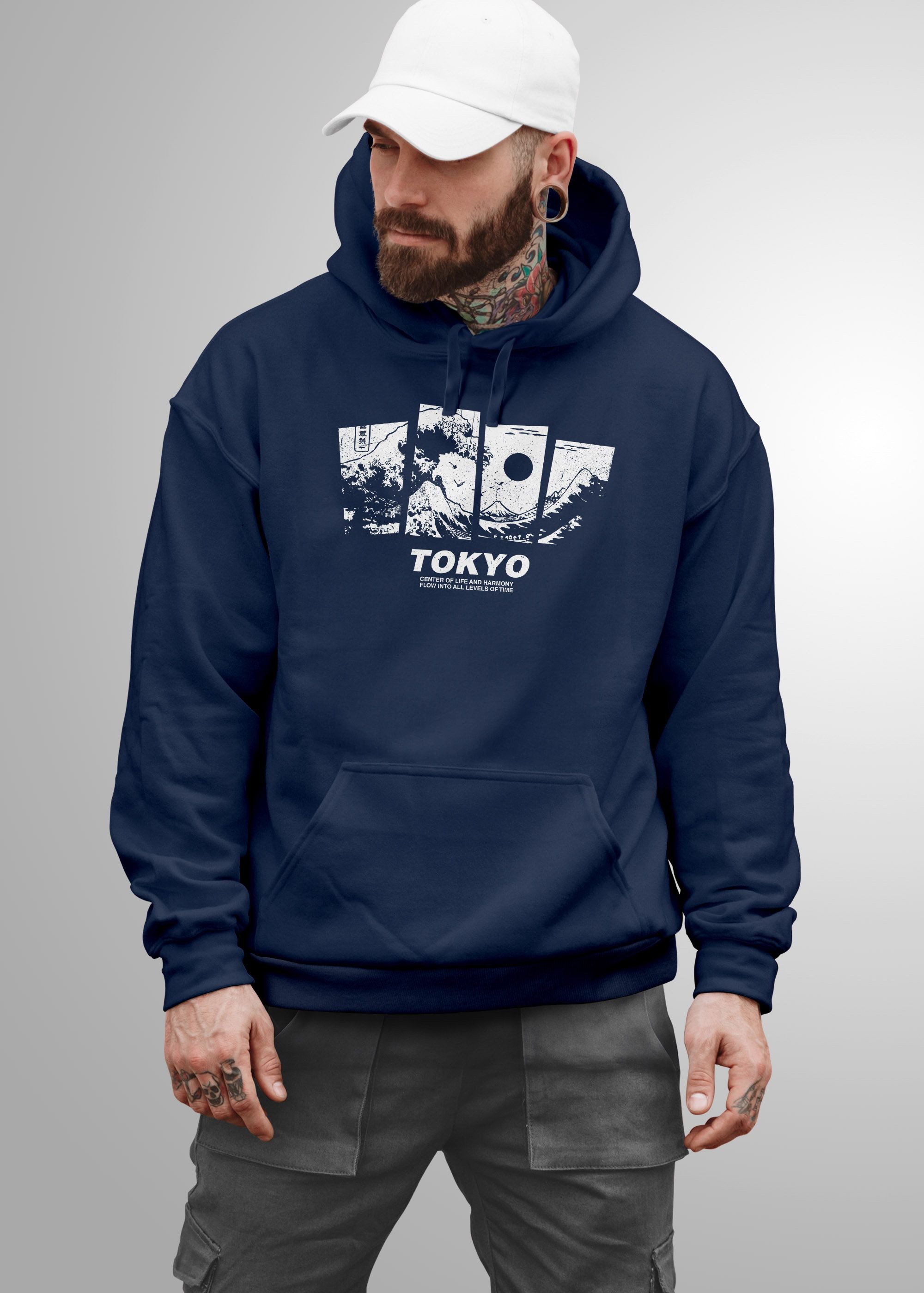 Neverless Hoodie Hoodie Herren Japan Tokyo Große Welle Kanagawa Japanische Kunst