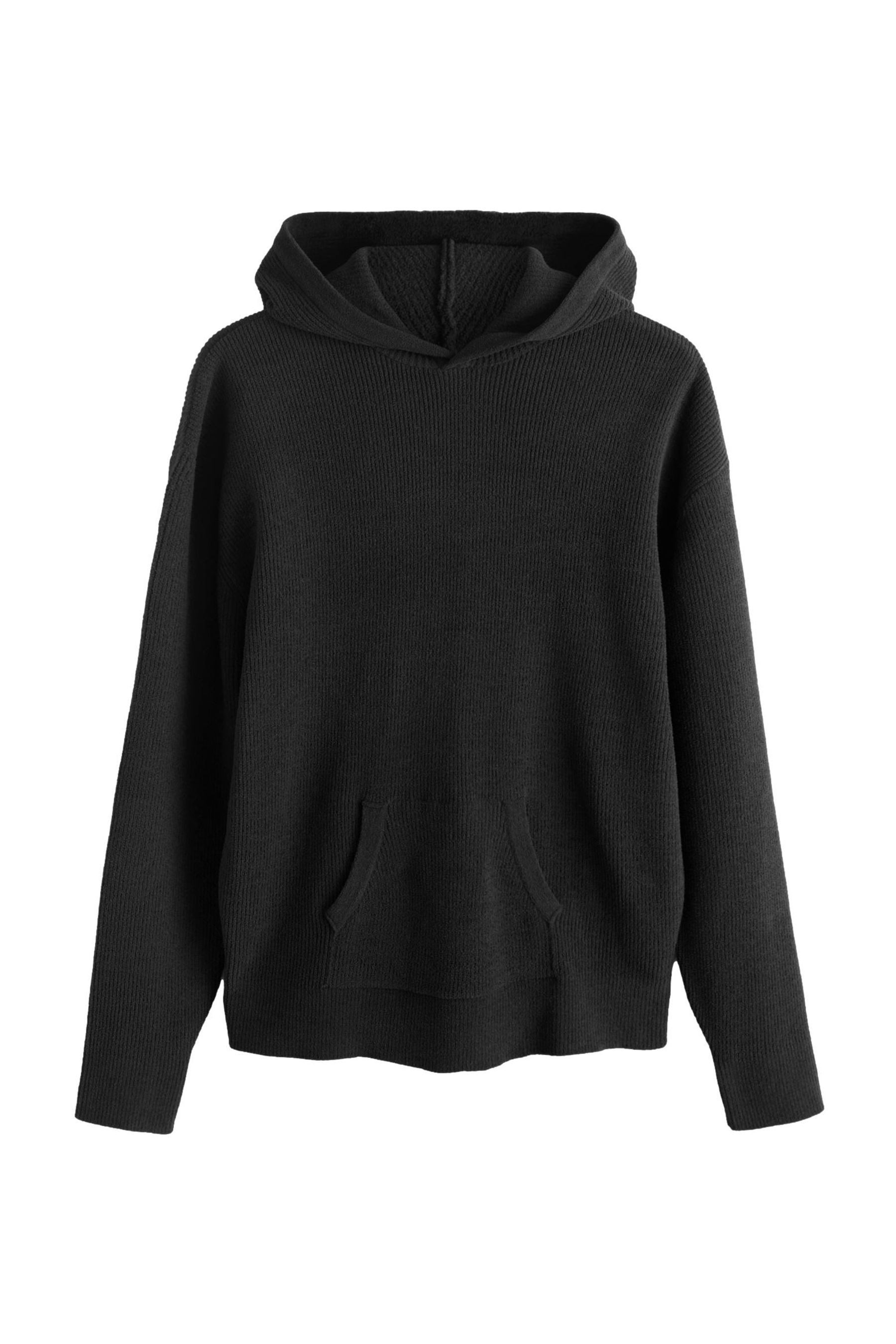 Strickpullover Regular Fit Chenille-Hoodie aus Rippstrick