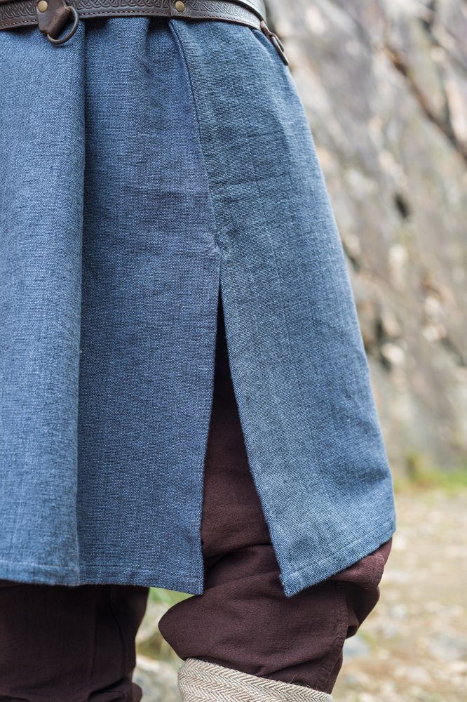 Leonardo Carbone Wikinger-Kostüm Wikinger Tunika mit Stickereien - Blaugrau XL