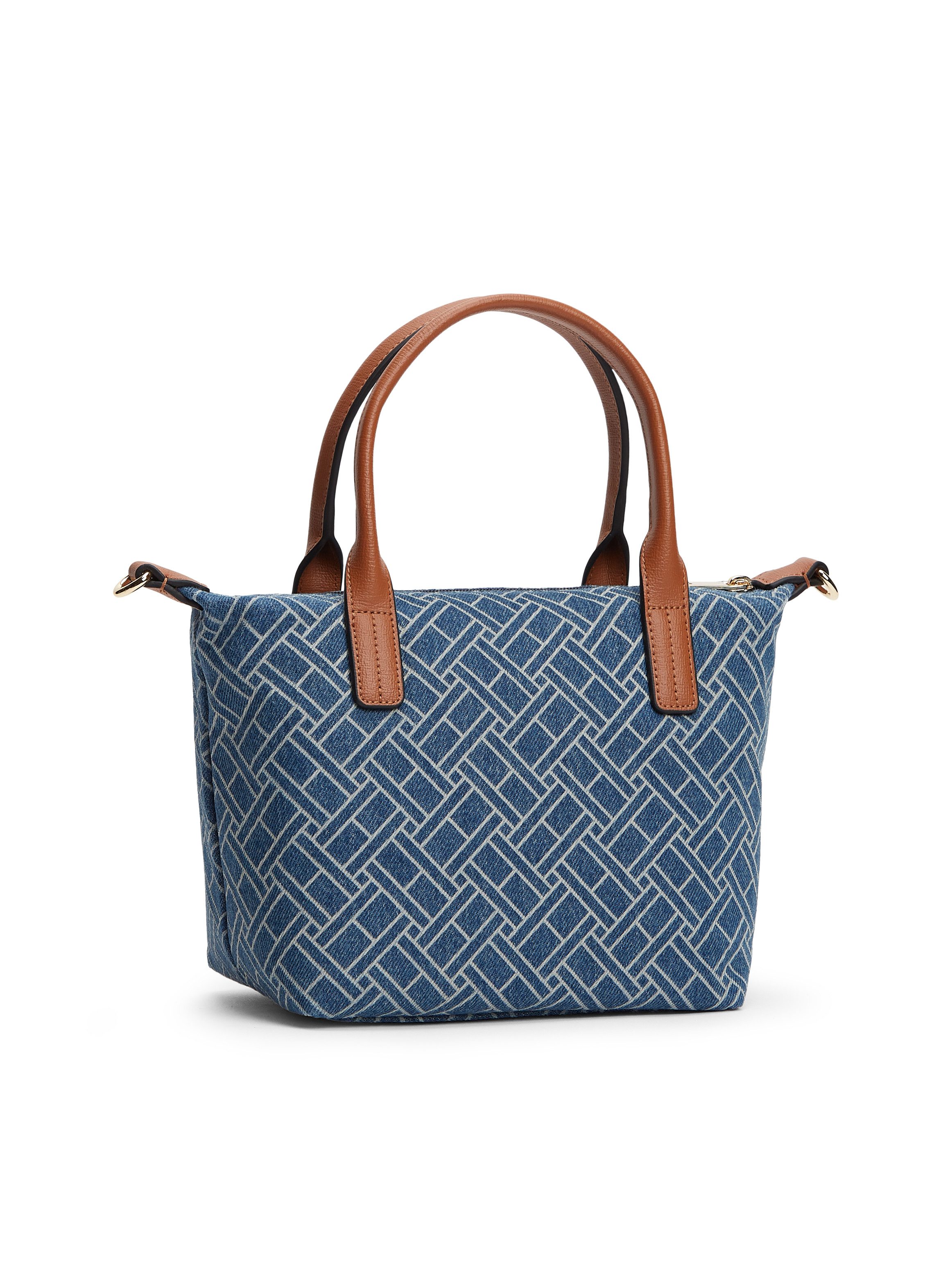 Tommy Hilfiger Tragetasche POPETTE MINI TOTE DENIM FLAG, Damen Umhängetasche, Schultertasche, Handtasche mit TJ-Label