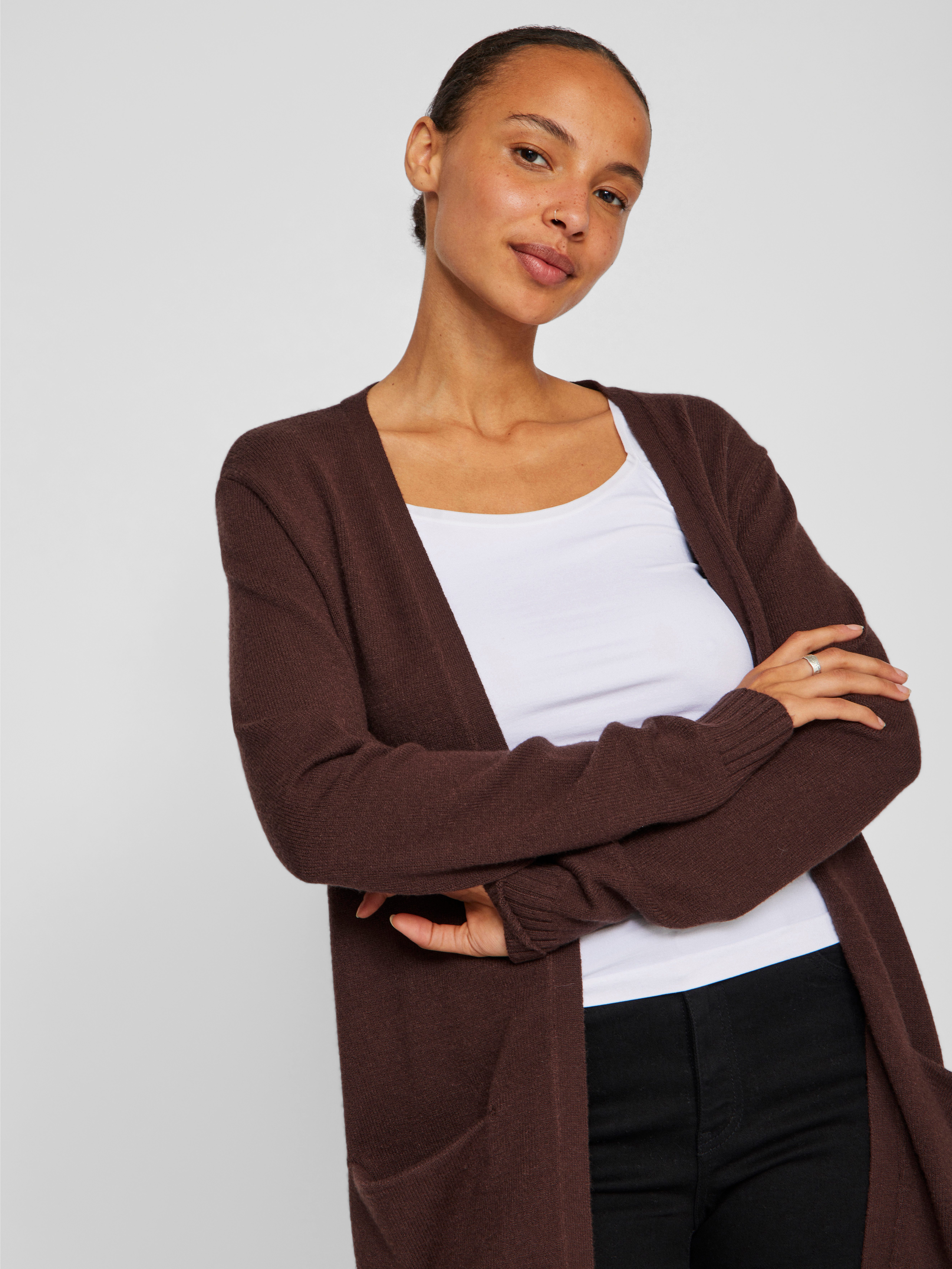 Vila Strickjacke VIRIL OPEN L/S KNIT CARDIGAN - NOOS Viskosemischung, regular fit