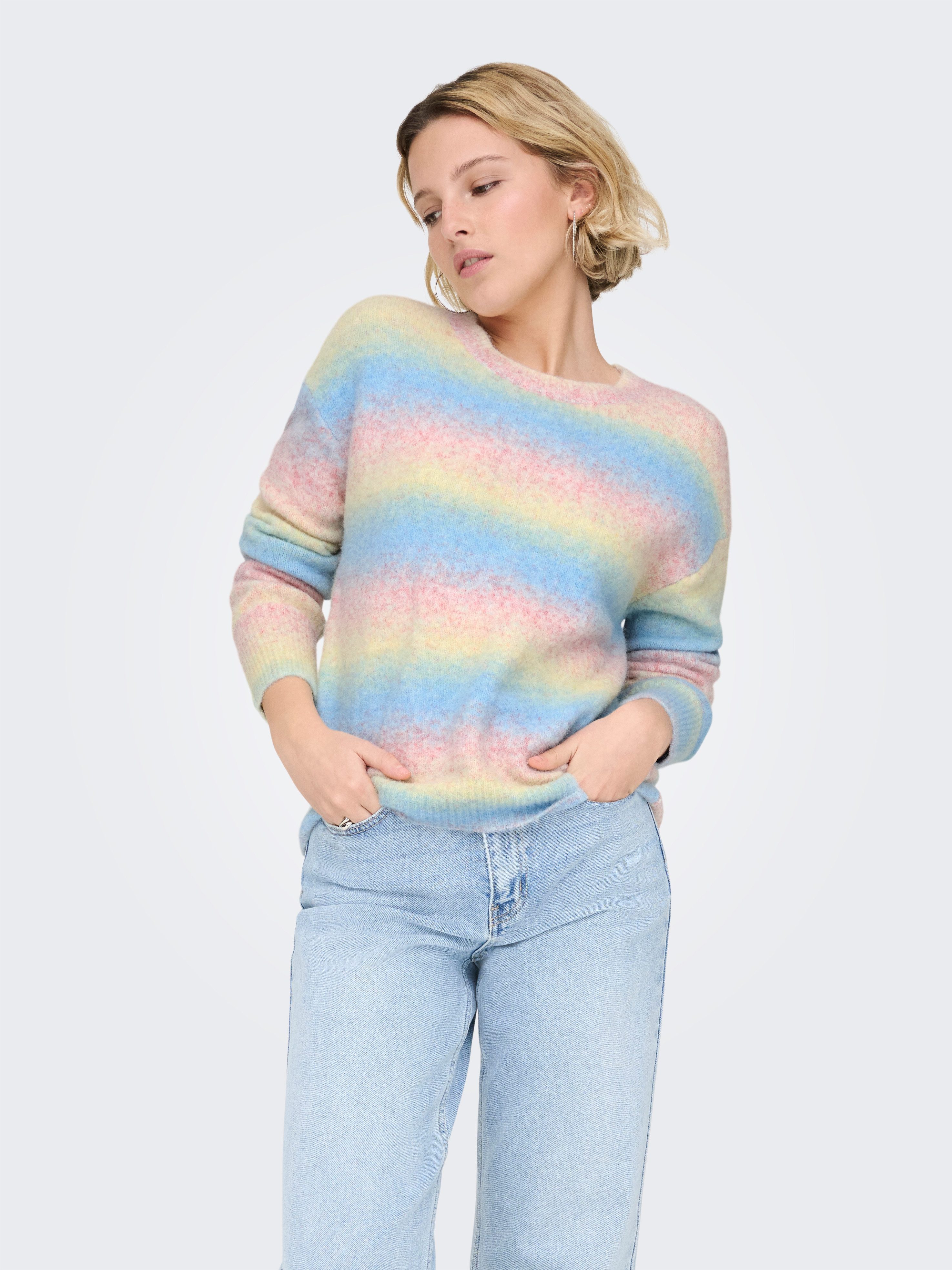 ONLY Strickpullover ONLFRIDA LS O-NECK EX KNT multicolor Farbverlauf günstig online kaufen