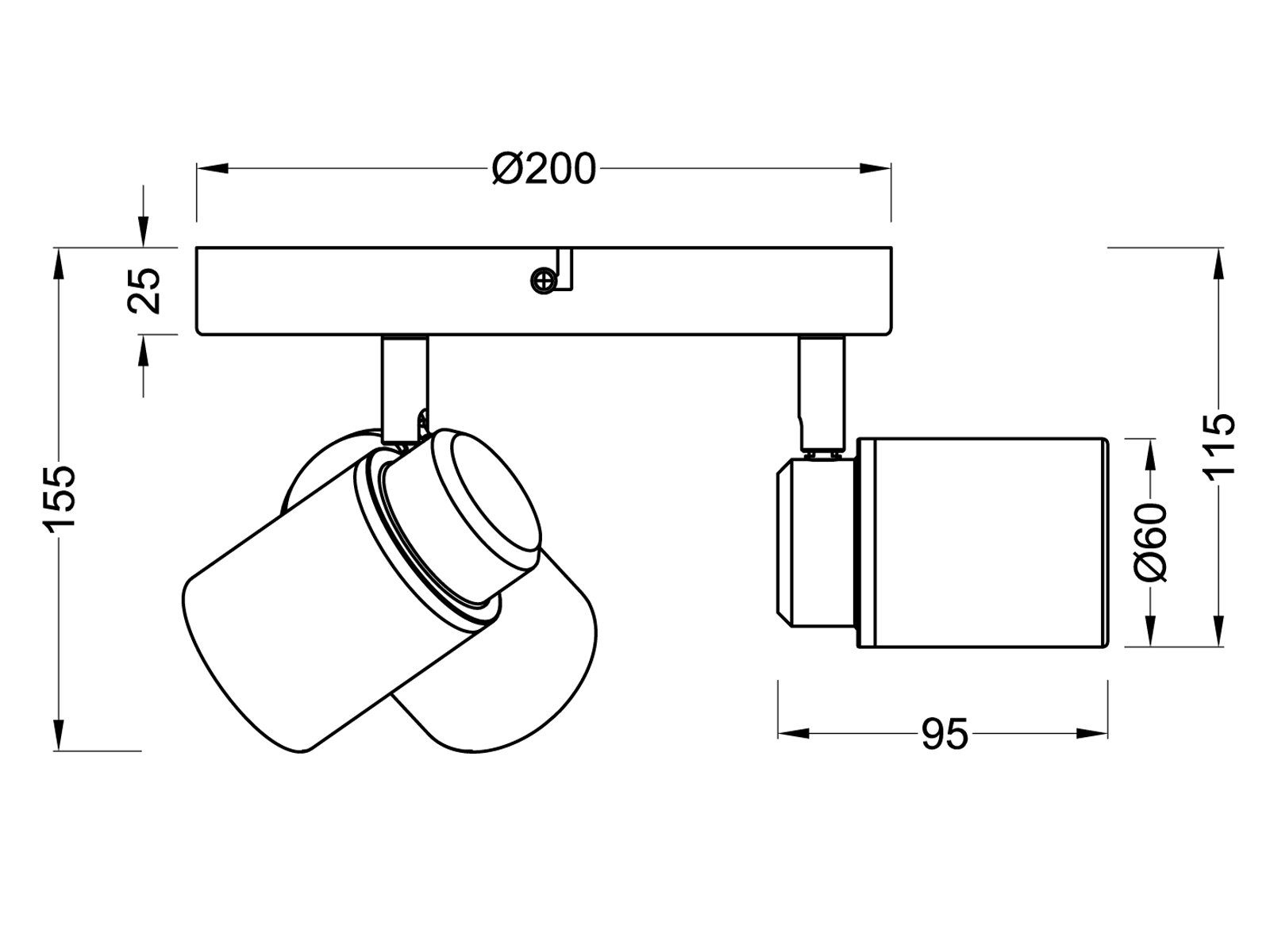 TRIO Leuchten LED Deckenstrahler, Dimmfunktion, LED wechselbar, Warmweiß, Badezimmer-lampen Decke, Bad-lampen für Gäste WC & Treppenhaus, Ø20cm