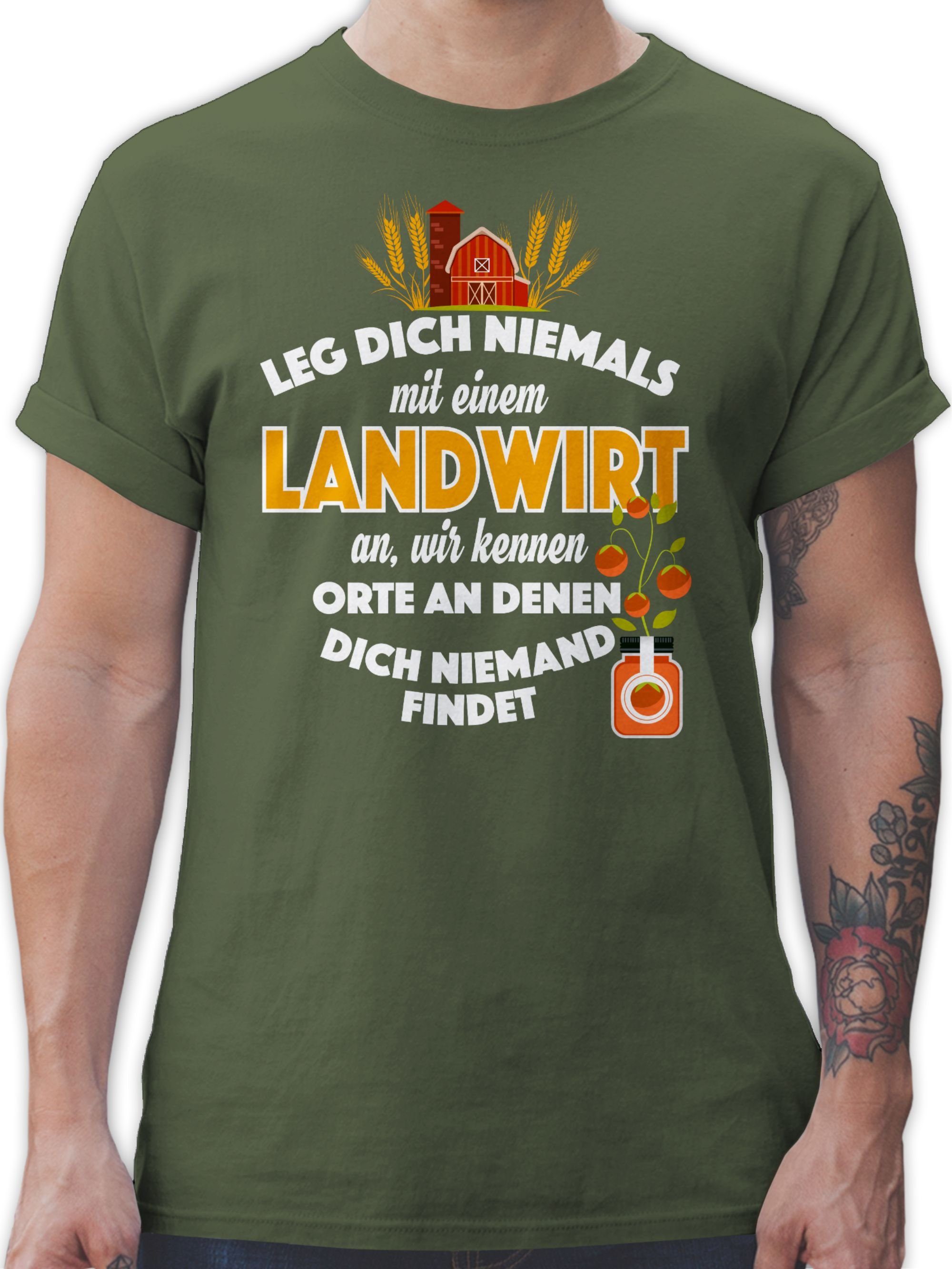 Shirtracer T-Shirt Leg dich niemals mit einem Landwirt an Landwirt Geschenk Bauer 2 Army Grün