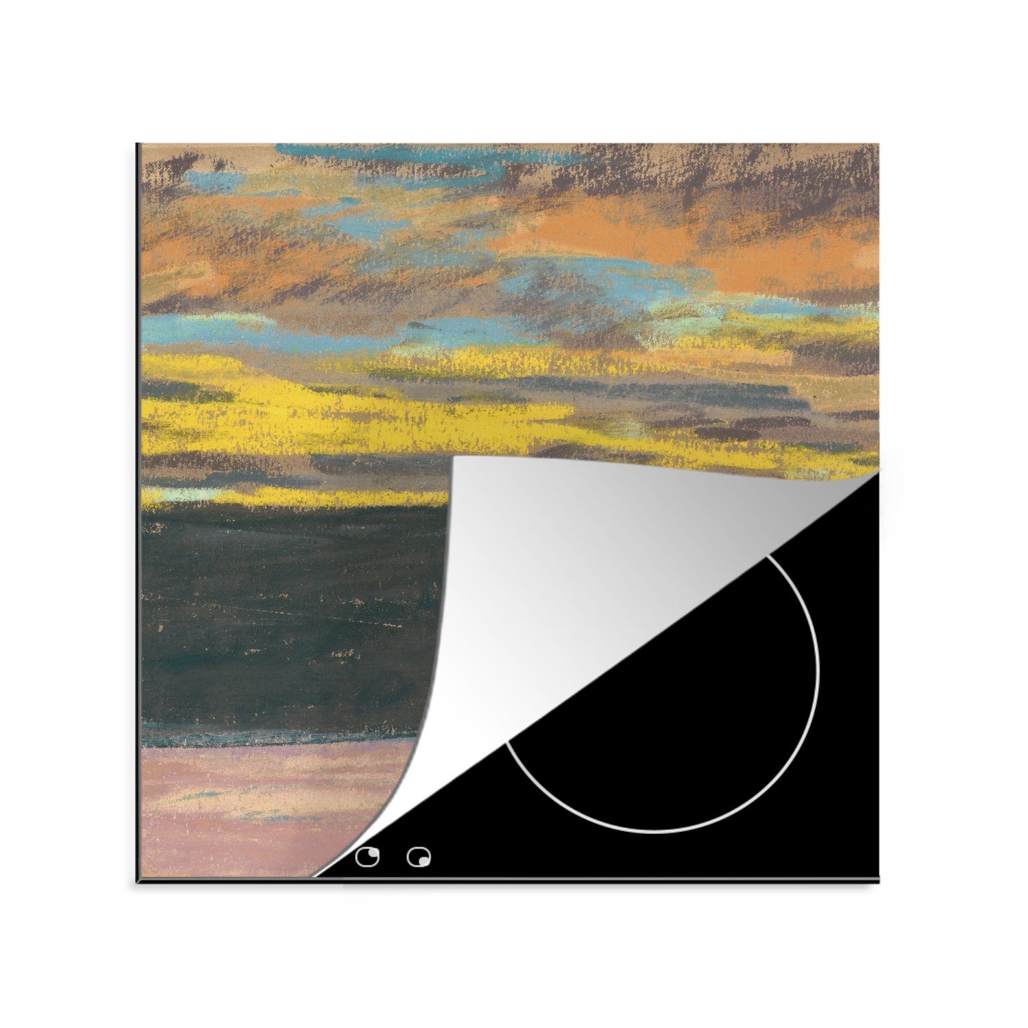 MuchoWow Herdblende-/Abdeckplatte Aiguille und Porte d'Aval bei Sonnenuntergang - Claude Monet, Vinyl, (1 tlg), 78x78 cm, Ceranfeldabdeckung, Arbeitsplatte für küche