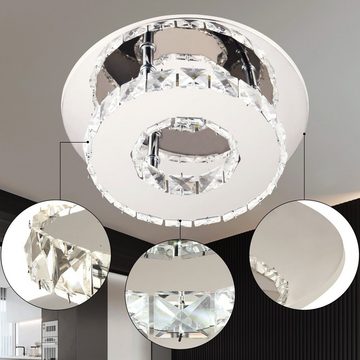 oyajia Deckenleuchte 12W Kristall LED Deckenlampe, Modern Rund Weiß Verspiegelt, 20cmx8cm, LED fest integriert, ‎Kaltweiß, Für Wohnzimmer Flur Küche Büro