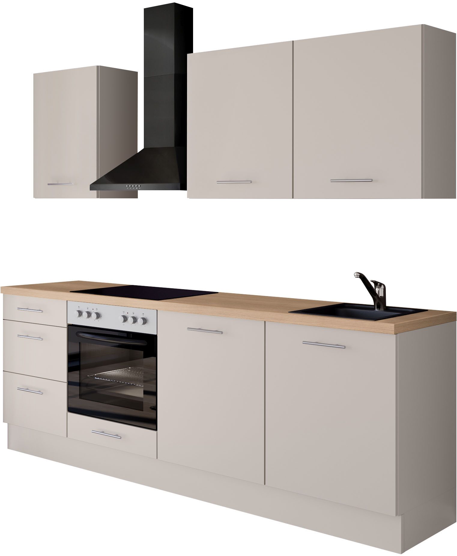 IMPULS KÜCHEN Küchenzeile "Kopenhagen", Ausrichtung wählbar, Schubkästen mit Soft-Close, vormontiert, wahlweise mit E-Geräten, Breite 220 cm