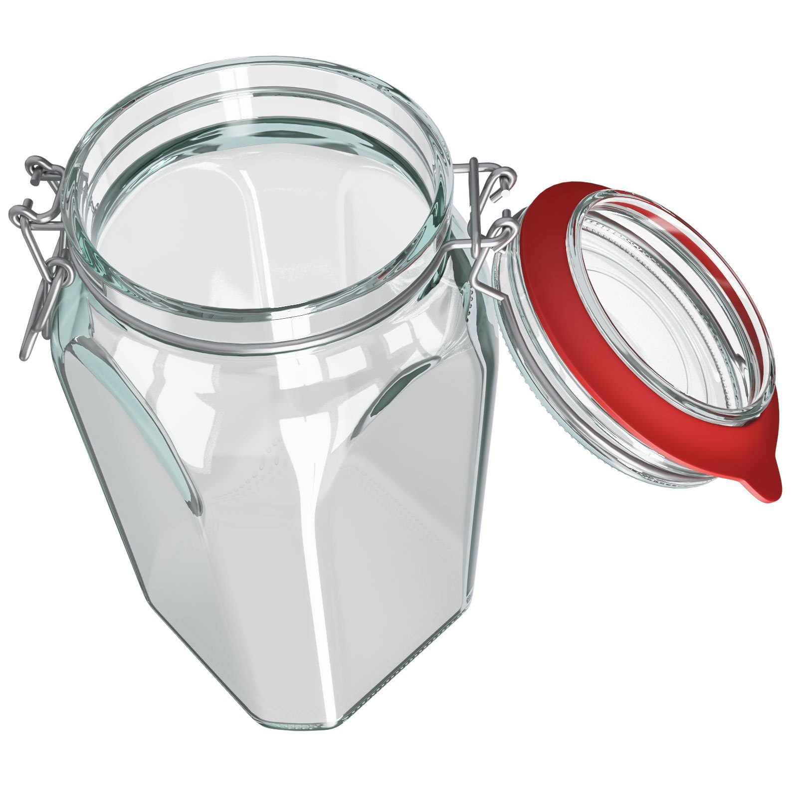 1540 Vorratsglas Einmachglas Wellgro Rot Bügelverschlussglas, mit ml (3-tlg) Bügelverschluss -
