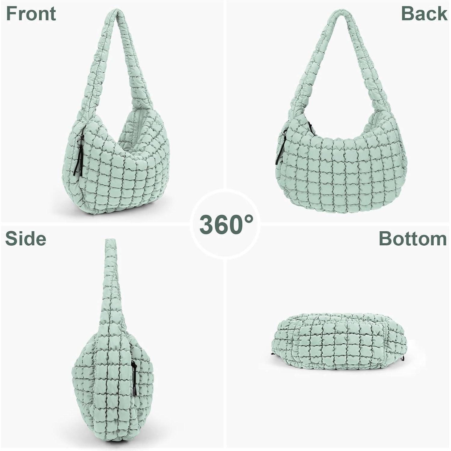 LuxusKollektion Umhängetasche Tasche gesteppte Puffer Crossbody Tote Baumwolle Daunen Dz12-grün