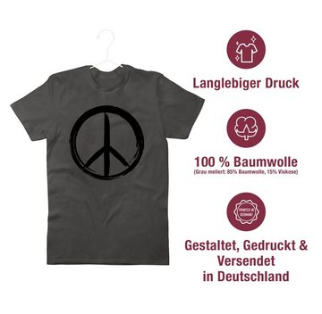 Shirtracer T-Shirt Peace Zeichen Pinsel Optik - schwarz Sprüche Statement
