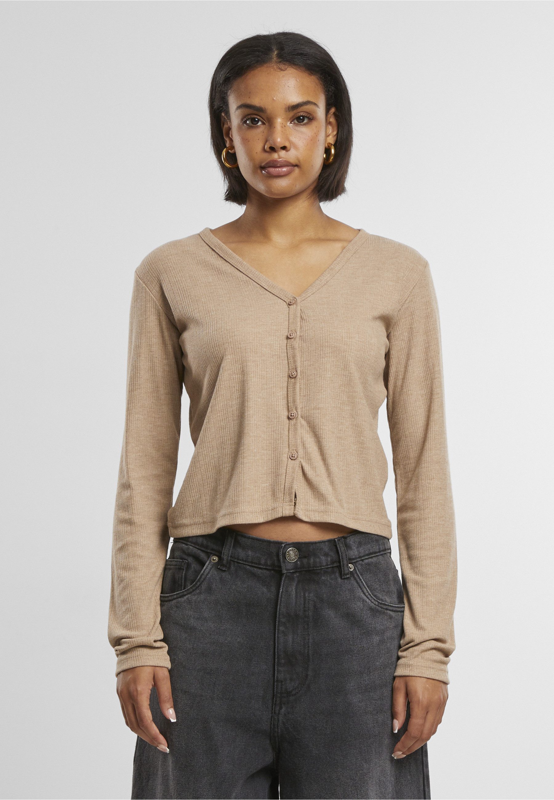 URBAN CLASSICS Strickjacke Urban Classics Ladies Rib Cardigan (1-tlg)