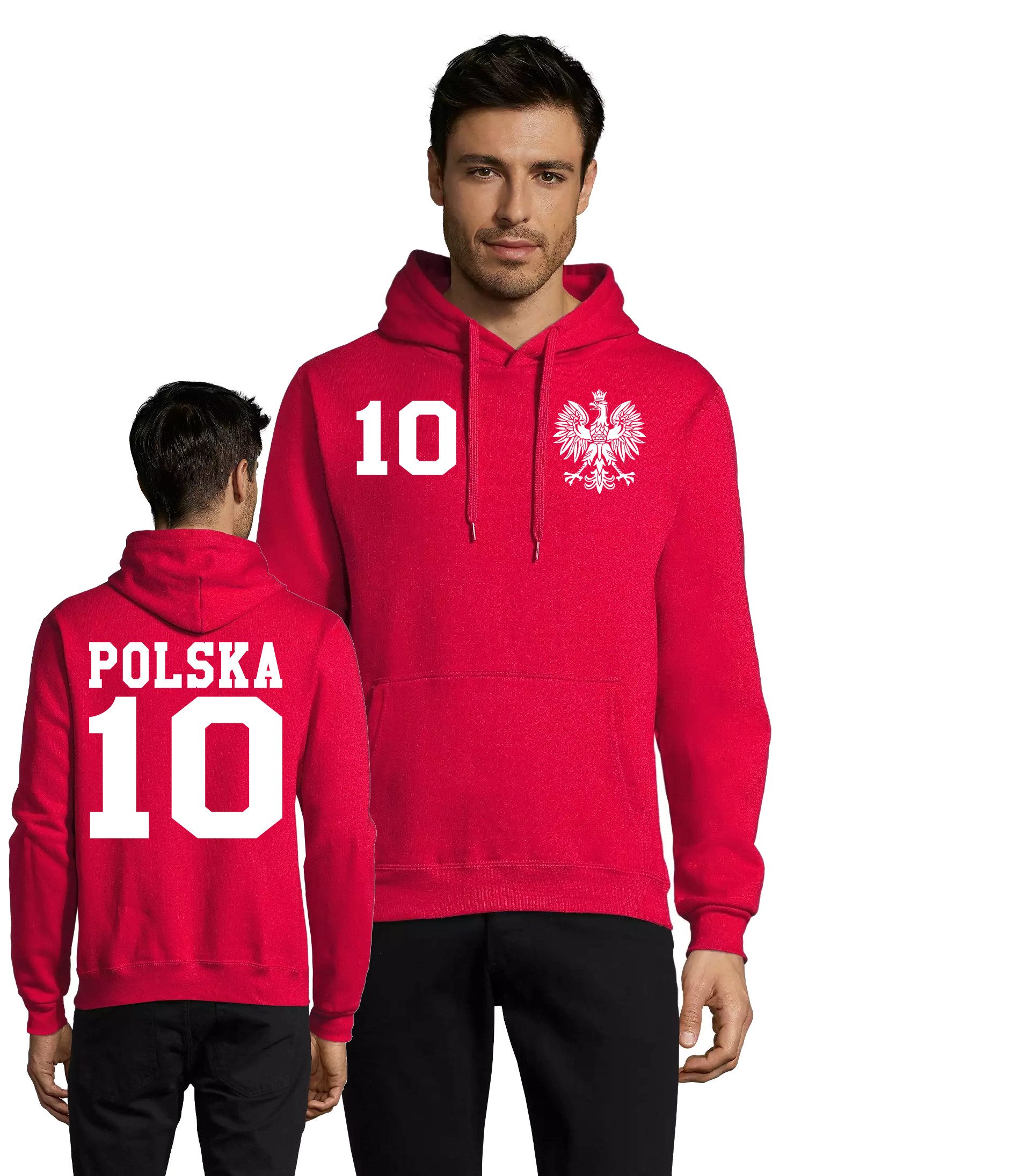 Hoodie Herren Polen Polska 10 Sport Hoodie Pullover Fußball