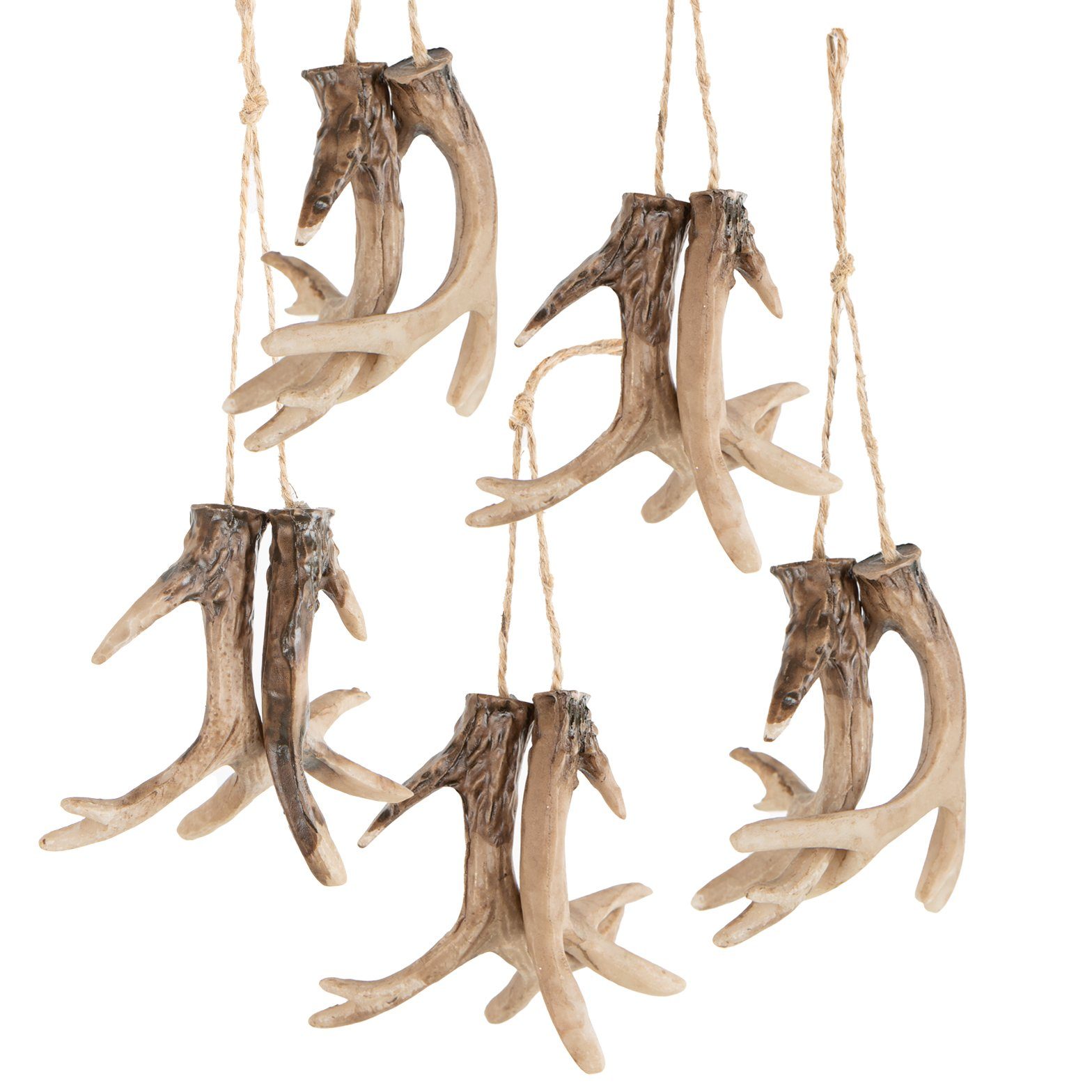 Logbuch-Verlag Baumbehang 5 doppel Geweih Anhänger 8 cm (Spar-Set, 5 St), 5 x 2 Stück künstliches Hirschgeweih rustikale Deko