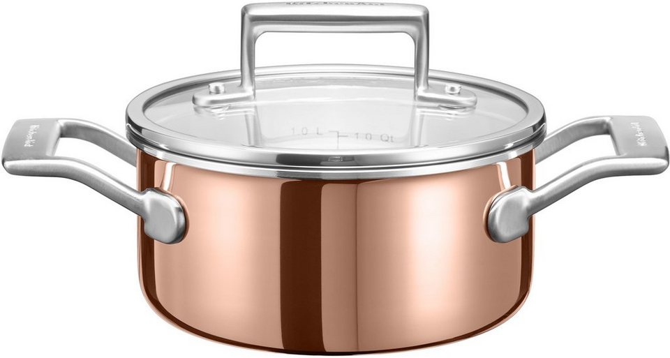 KitchenAid Kasserolle mit Deckel, Edelstahl, Induktion