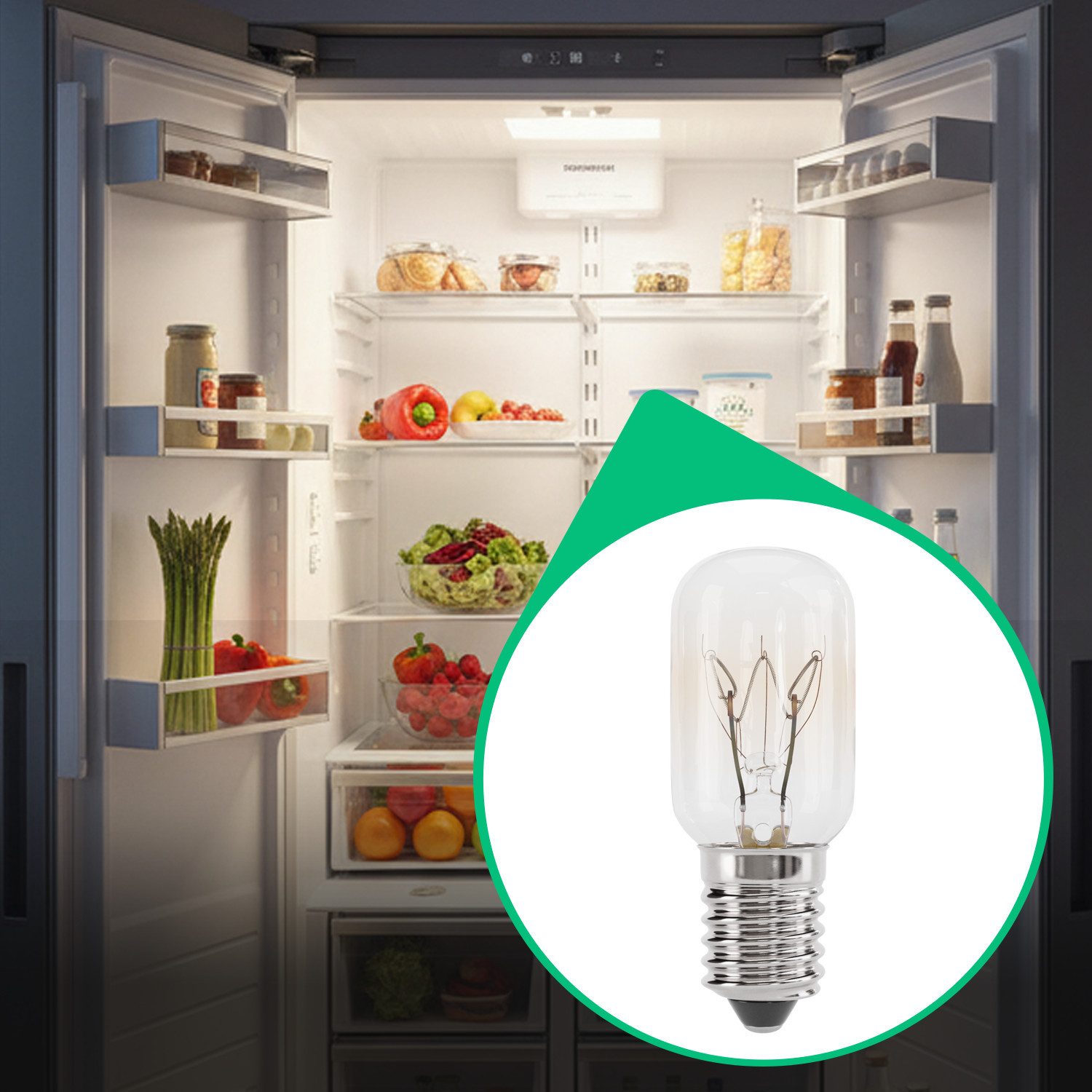greate. LED-Leuchtmittel 2x Kühlschranklampe 15W E14 warmweiß - T22 Kapsel, 90 Lumen & 2700K, E14, 2 St., warmweiß