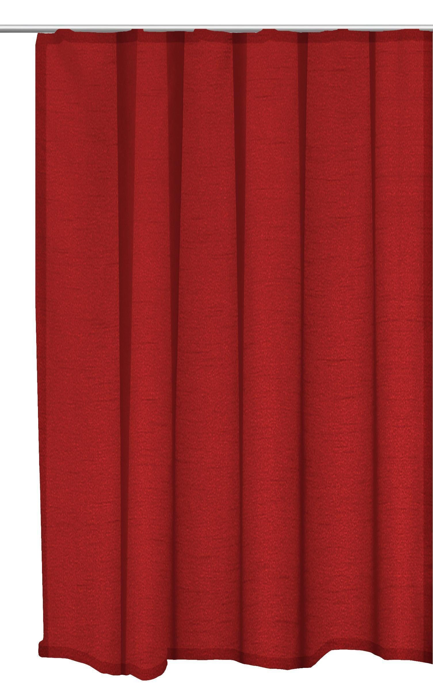 Gardine Vorhang Kräuselband Seidenglanz halbtransparent, Haus und Deko, Kräuselband (1 St), halbtransparent, Polyester Rot | Fertiggardinen