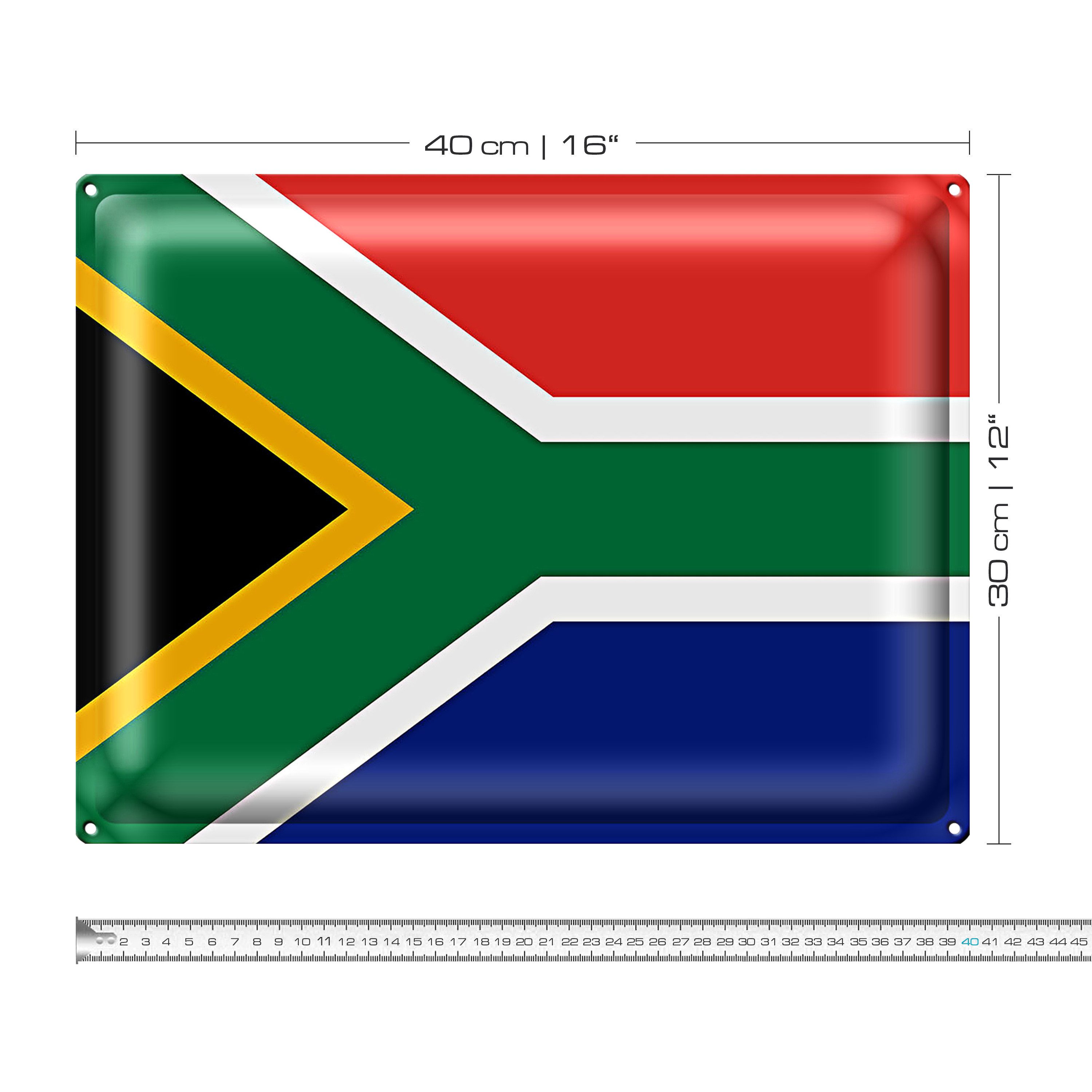 Roomando Metallschild Flagge Südafrika 40x30cm Flag of South Africa