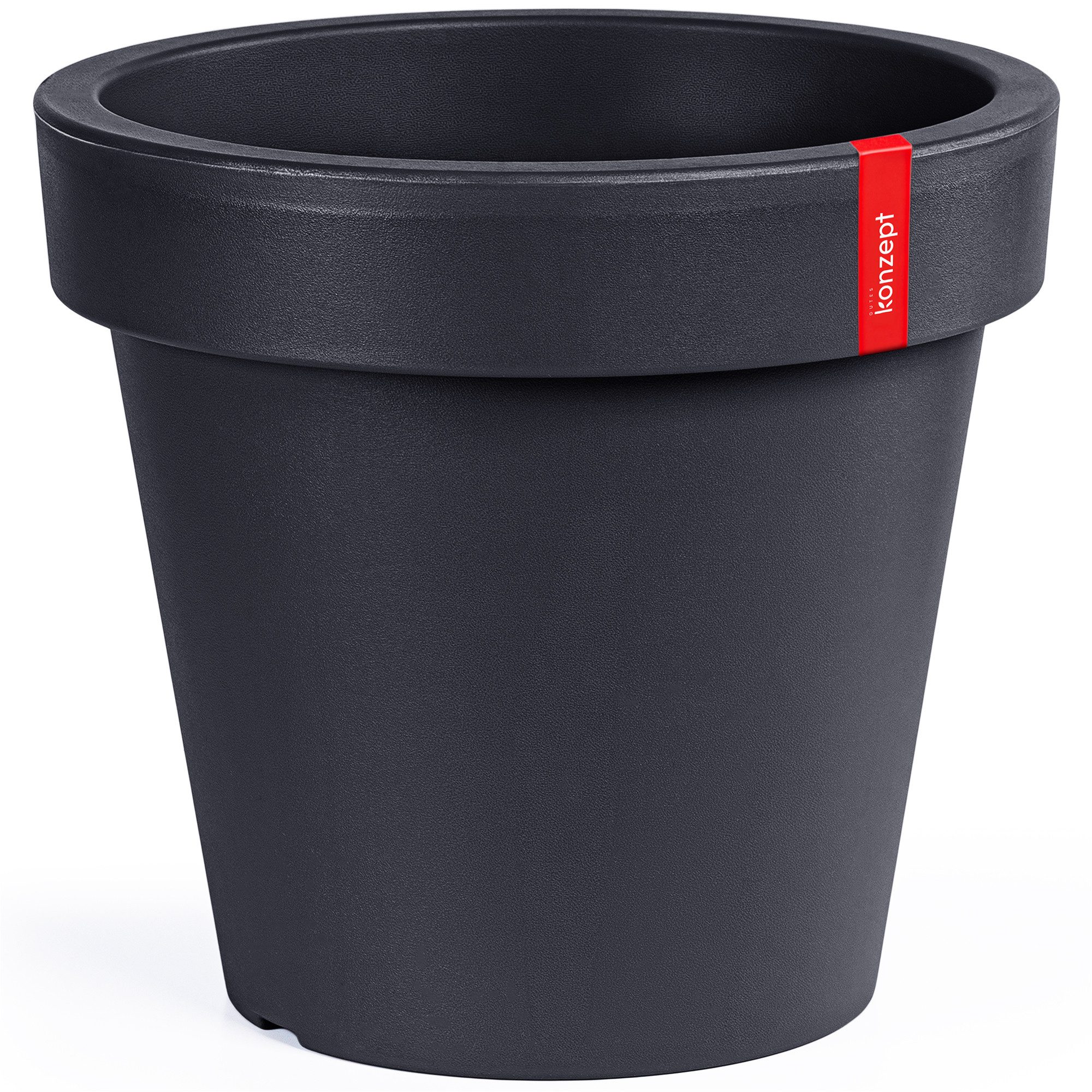KONZEPT Blumentopf groß 39 cm Durchmesser, 27 L, aus Kunststoff in konischer Optik, Geprägtem Rand, Konische Form, Stapelbar, Volumen: 27,3 L