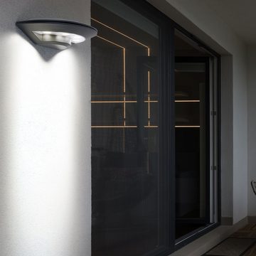 etc-shop Außen-Wandleuchte, LED-Leuchtmittel fest verbaut, Warmweiß, 4x LED Außen Bereich Wand Lampen Balkon ALU anthrazit Terrassen