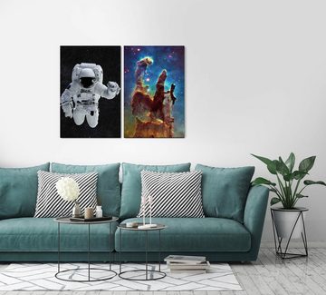 Sinus Art Leinwandbild 2 Bilder je 60x90cm Nebula Astronaut Sterngeburt Weltall Nebel Universum Gigantisch