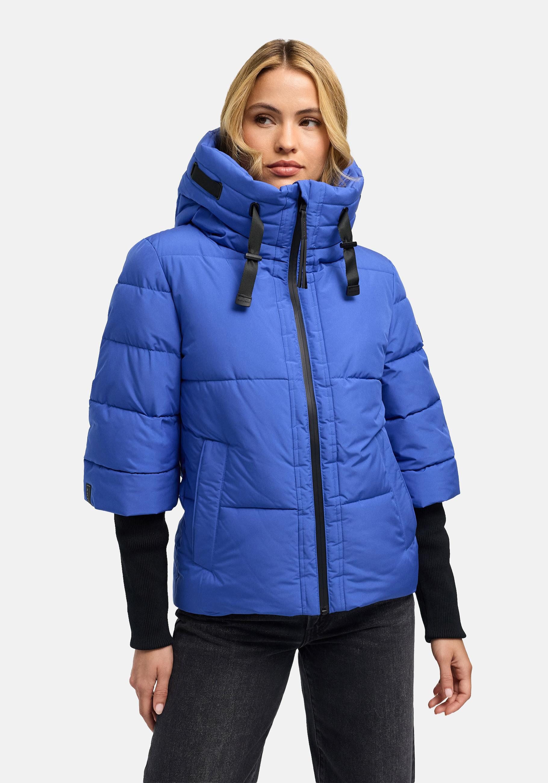 Navahoo Steppjacke Lotusherz XIV Warme gesteppte Winterjacke mit Rippstrickärmeln