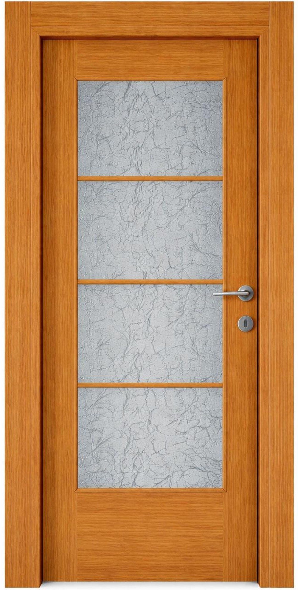 Xlmoebel Zimmertür Braune Holz-Zimmertür mit Milchglas - Robuste Einzeltür (Einzeltür), Made in Europa
