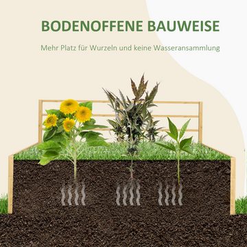 Outsunny Hochbeet Kräuterbeet mit Rankhilfe, Pflanzkasten aus Holz (Gartenbeet, 1 St., Blumenkasten), für Garten, Balkon, Naturholz, 183 x 98,5 x 95 cm