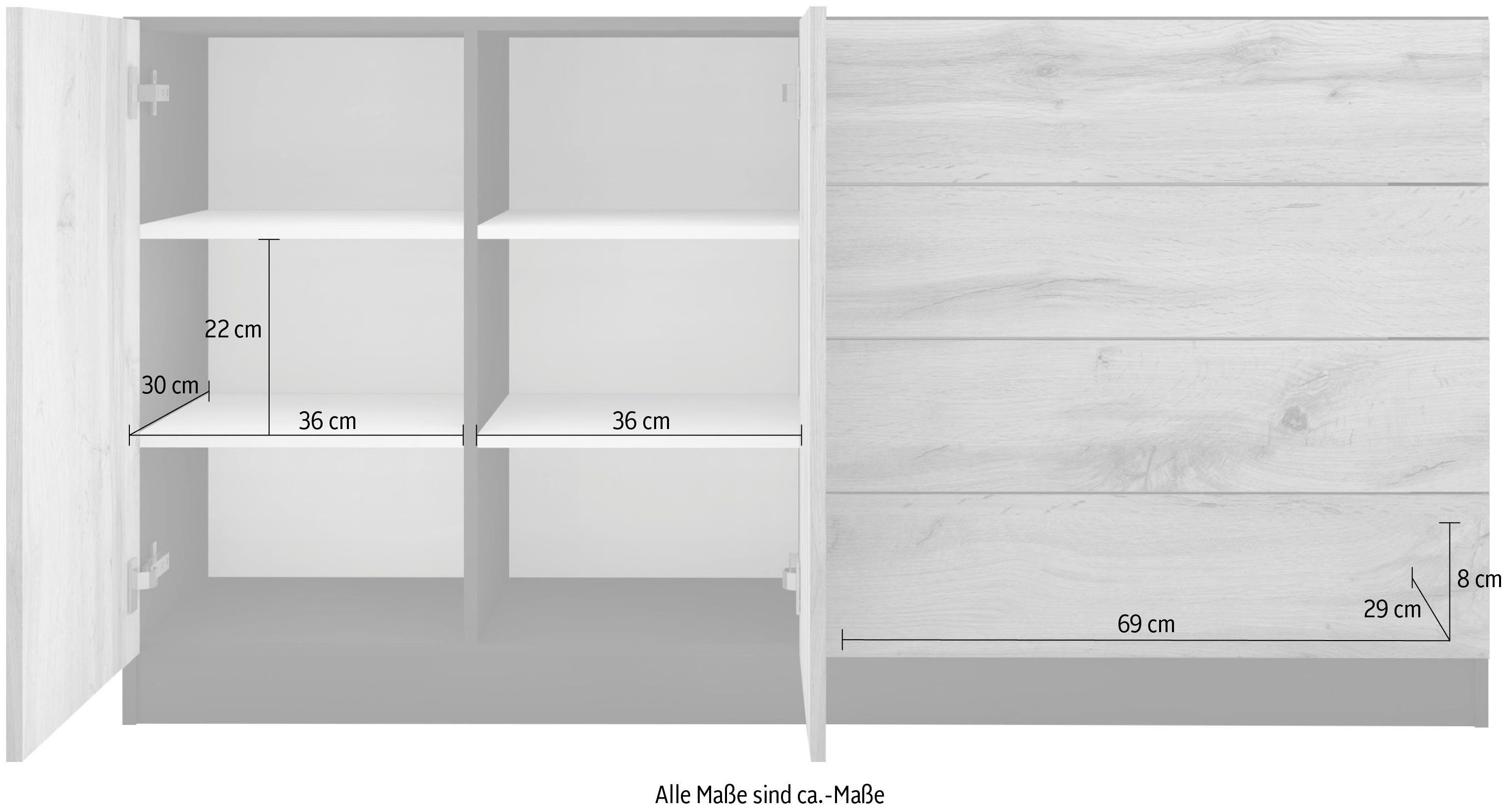 borchardt Möbel Vaasa, cm schwarz 152 Breite matt Sideboard