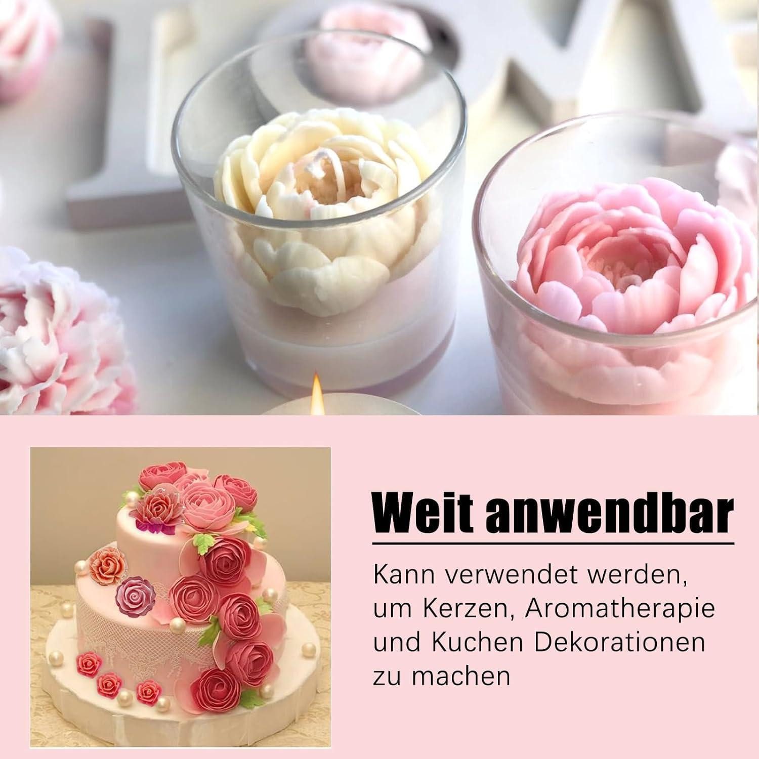 LuxusKollektion Silikonform 6x Silikonform Blume Rose 3D, rosa, Set, (6-tlg) – Bild 5 von 5